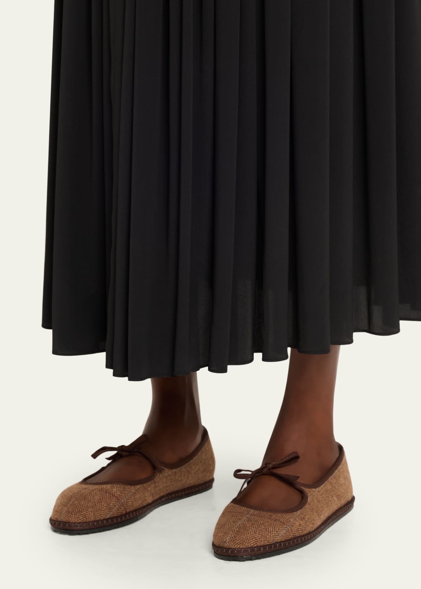 Brigitte Wool-Blend Herringbone Mary Jane Flats