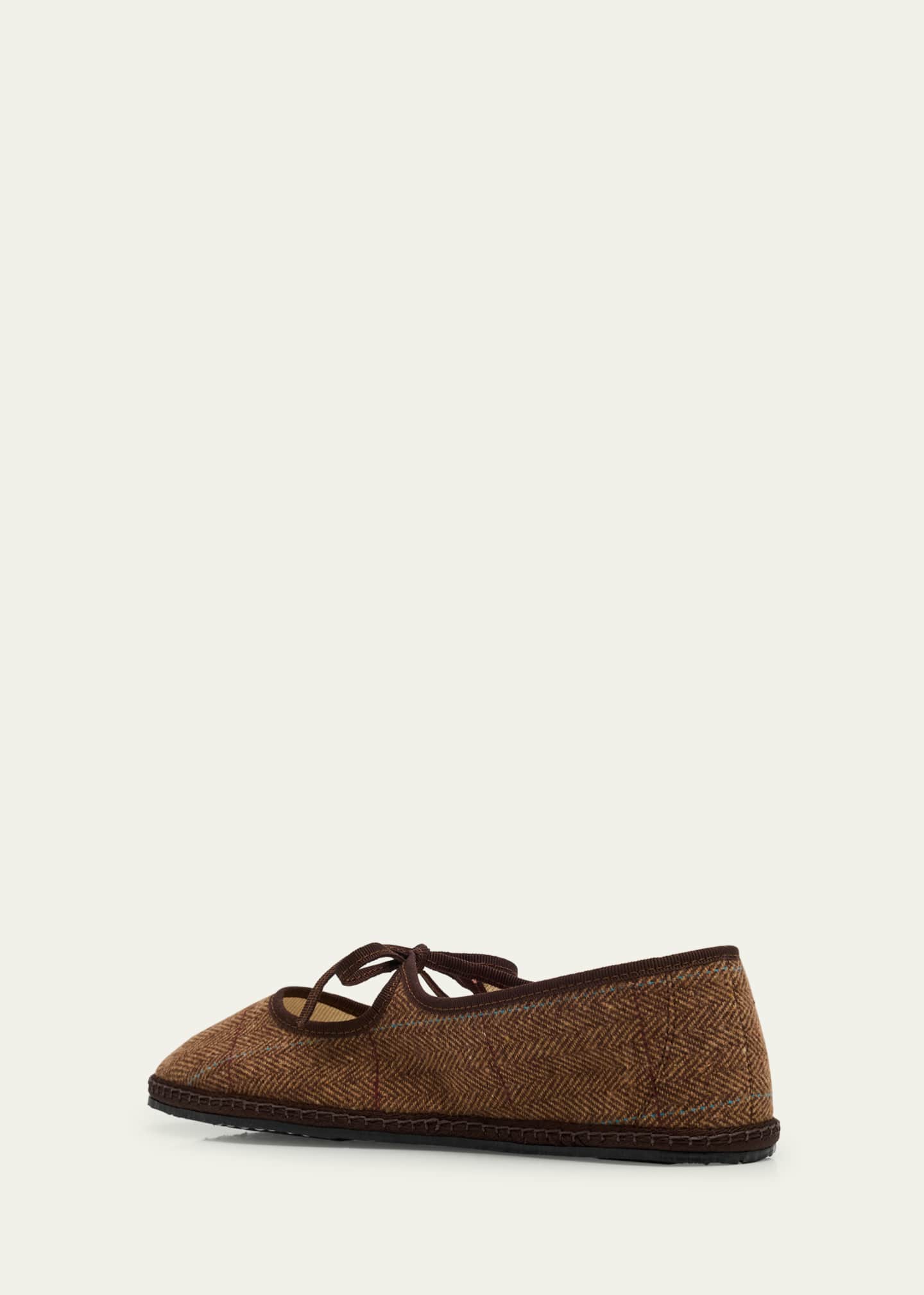 Brigitte Wool-Blend Herringbone Mary Jane Flats
