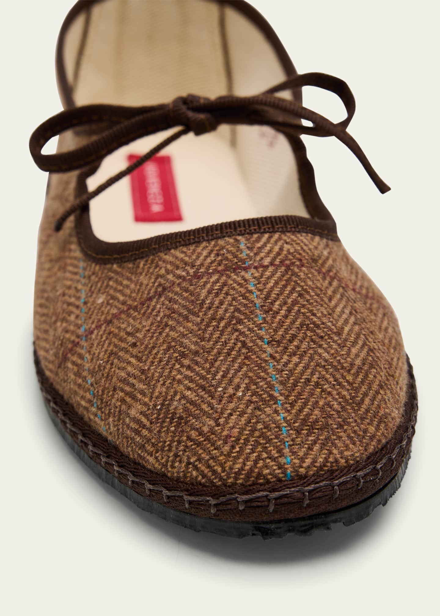 Brigitte Wool-Blend Herringbone Mary Jane Flats