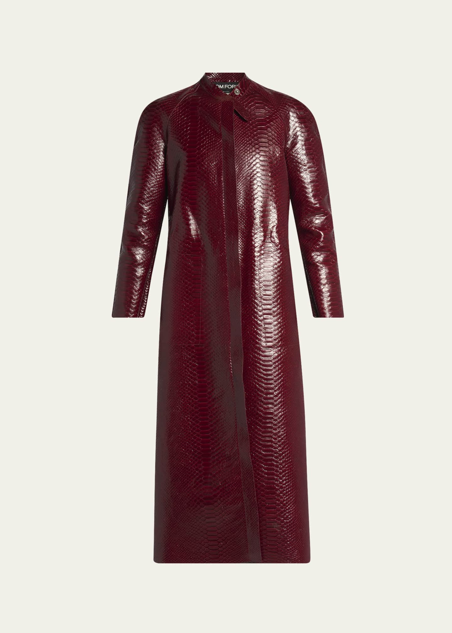 TOM FORD Snake-Embossed Leather Long Coat - Bergdorf Goodman