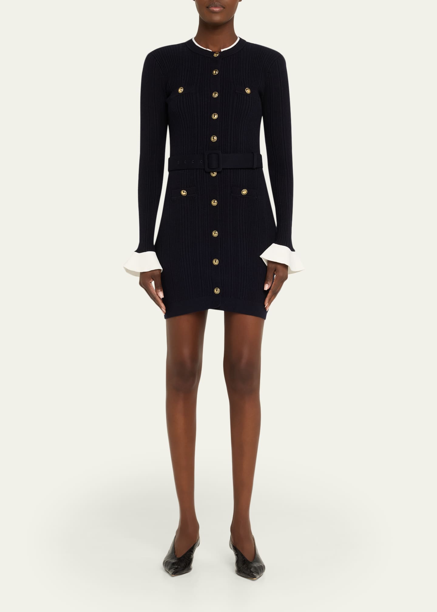 Self-Portrait Viscose Knit Mini Dress - Bergdorf Goodman
