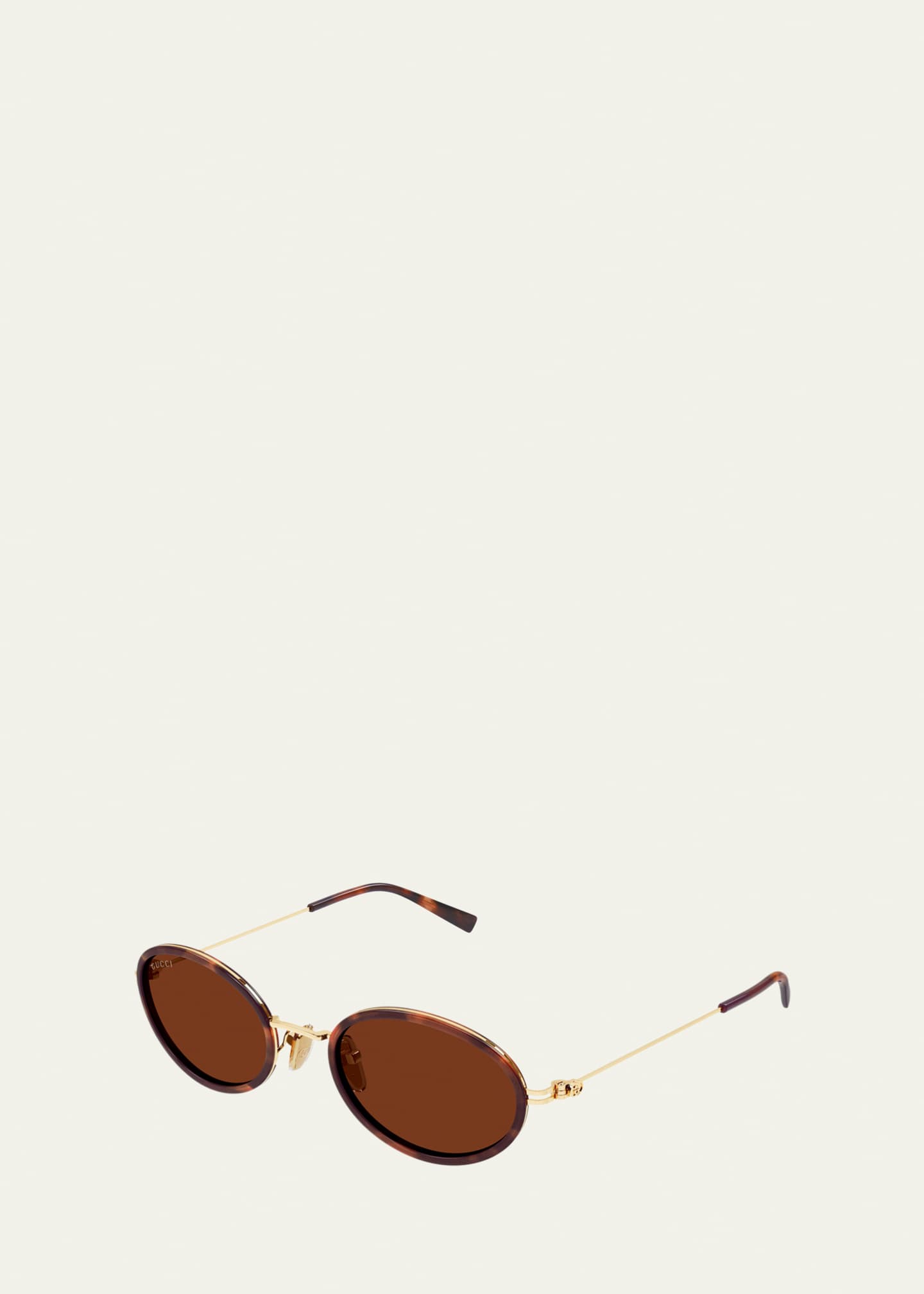 Gucci Emblem 52mm Acetate & Metal Oval Sunglasses - Bergdorf Goodman