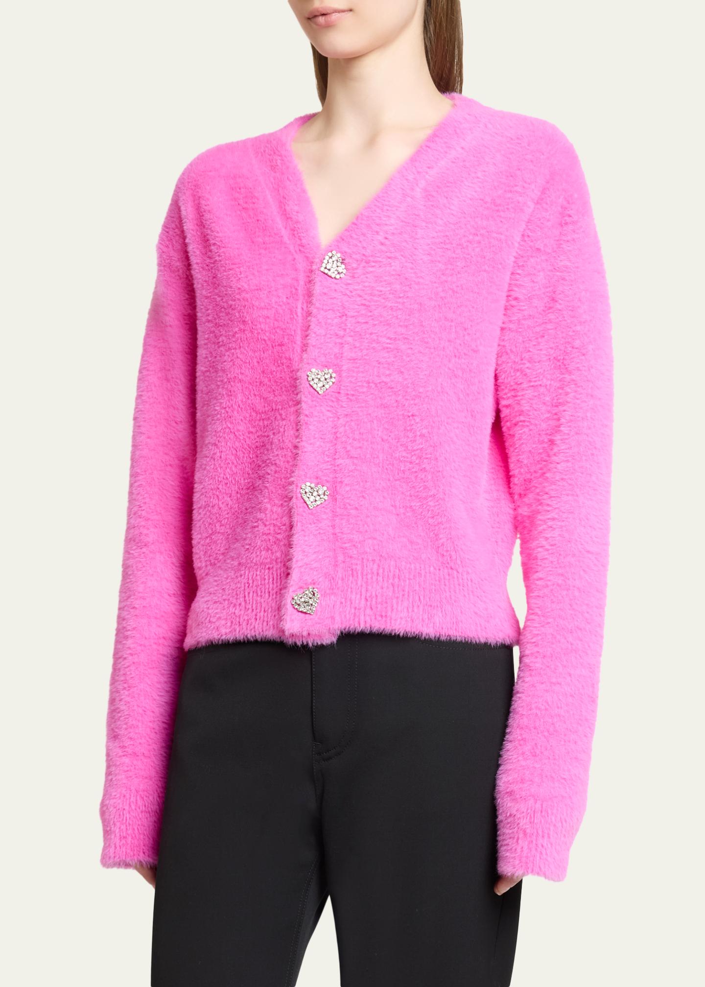 Balenciaga Fluffy V-Neck Cardigan - Bergdorf Goodman