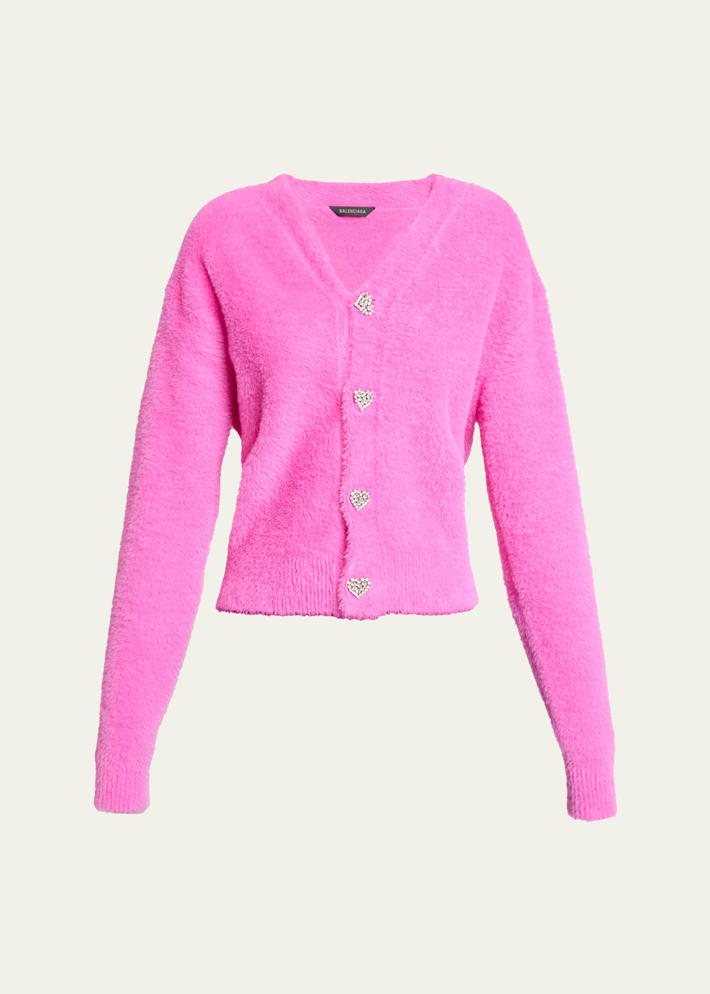 Balenciaga Fluffy V-Neck Cardigan - Bergdorf Goodman