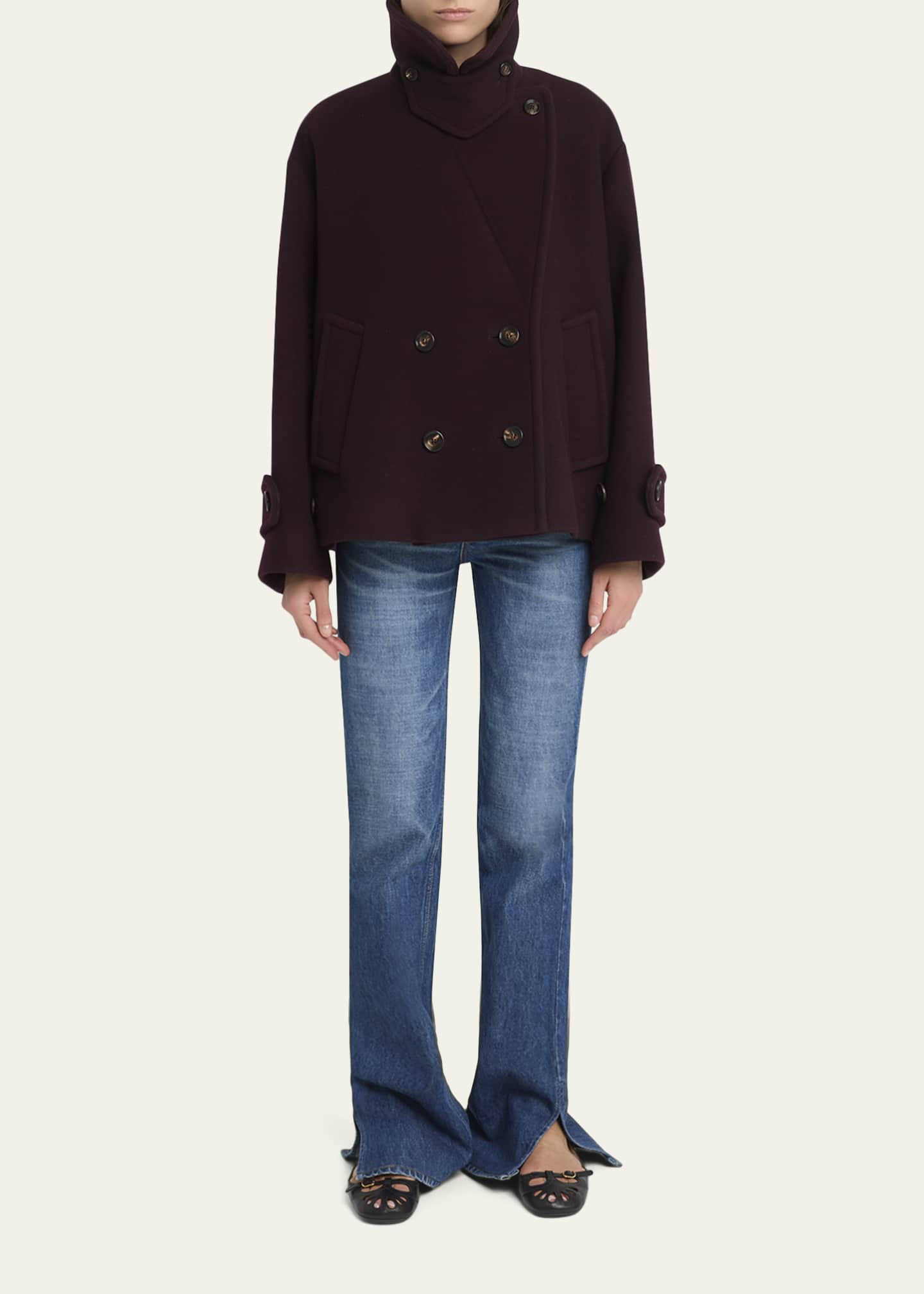 Chloe Wool Double-Breasted Oversized Pea Coat - Bergdorf Goodman