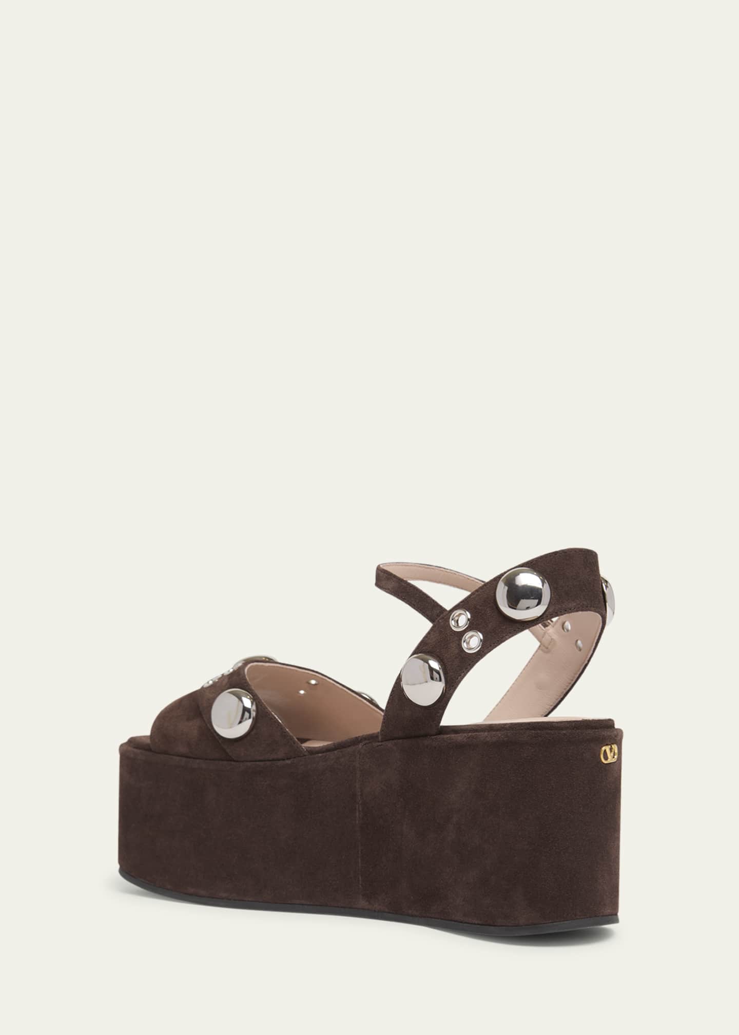 Valentino Garavani 80mm Studded Suede Platform Sandals - Bergdorf
