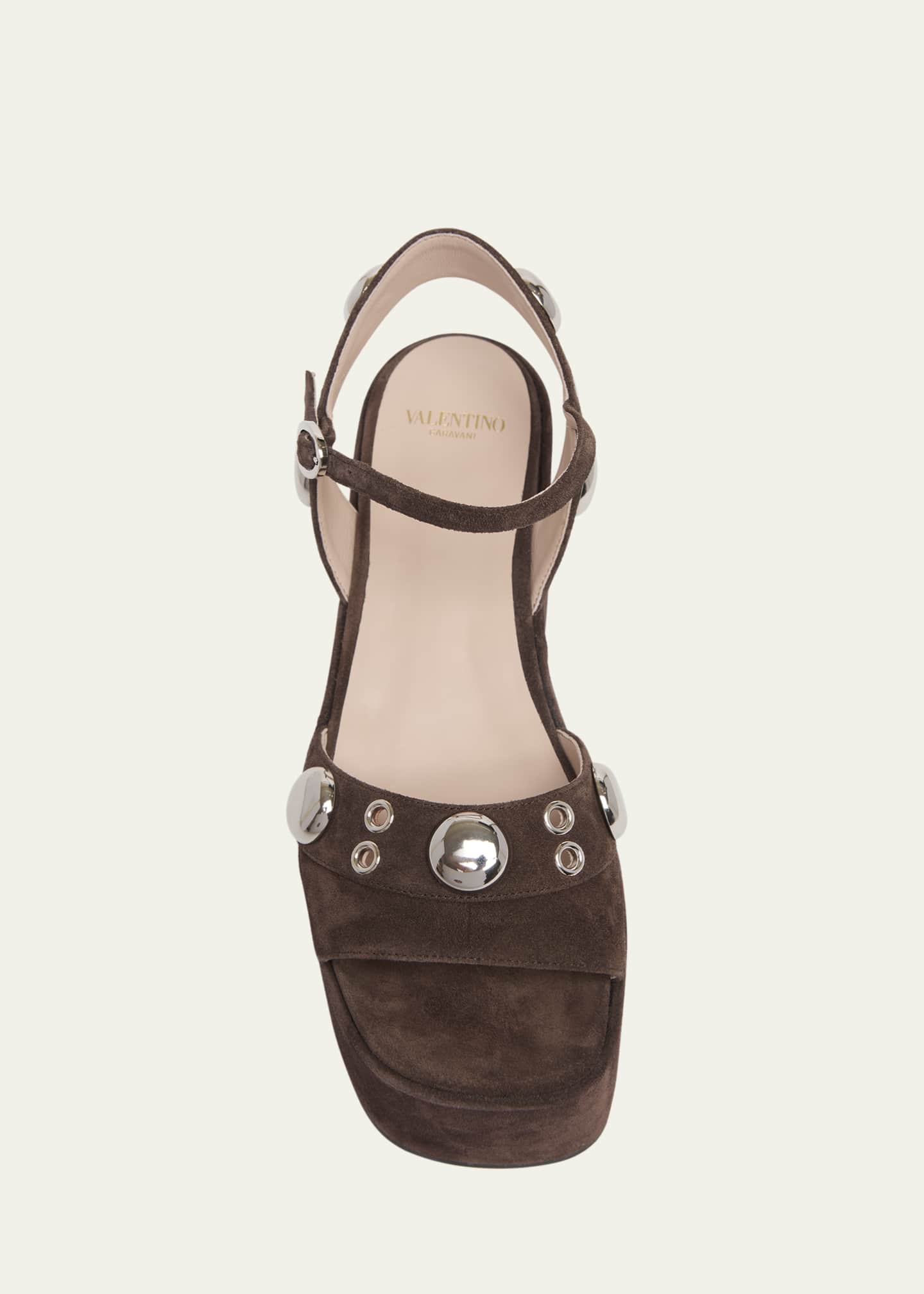 Valentino Garavani 80mm Studded Suede Platform Sandals - Bergdorf
