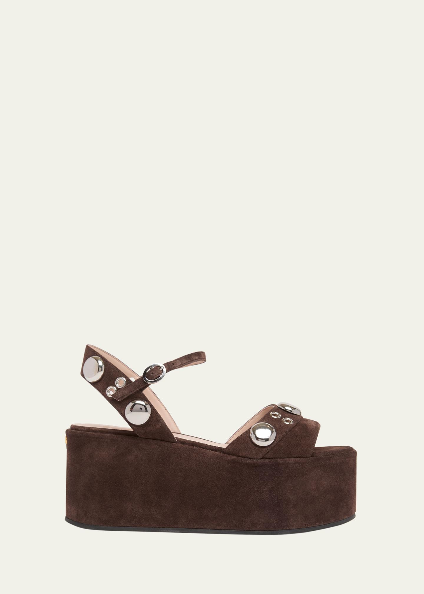 VALENTINO サンダル￼ ロックスタッズ カーフスキン スライドサンダル