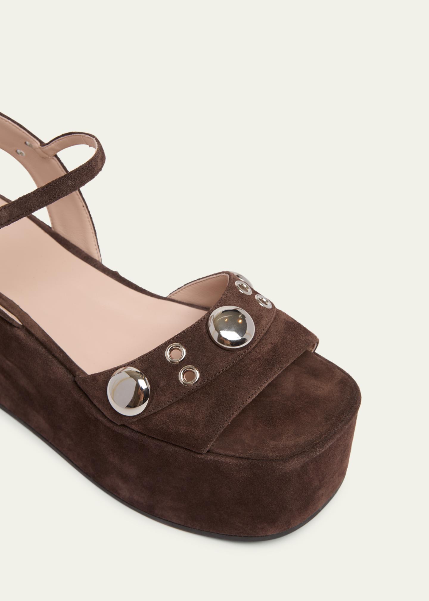 Valentino Garavani 80mm Studded Suede Platform Sandals - Bergdorf
