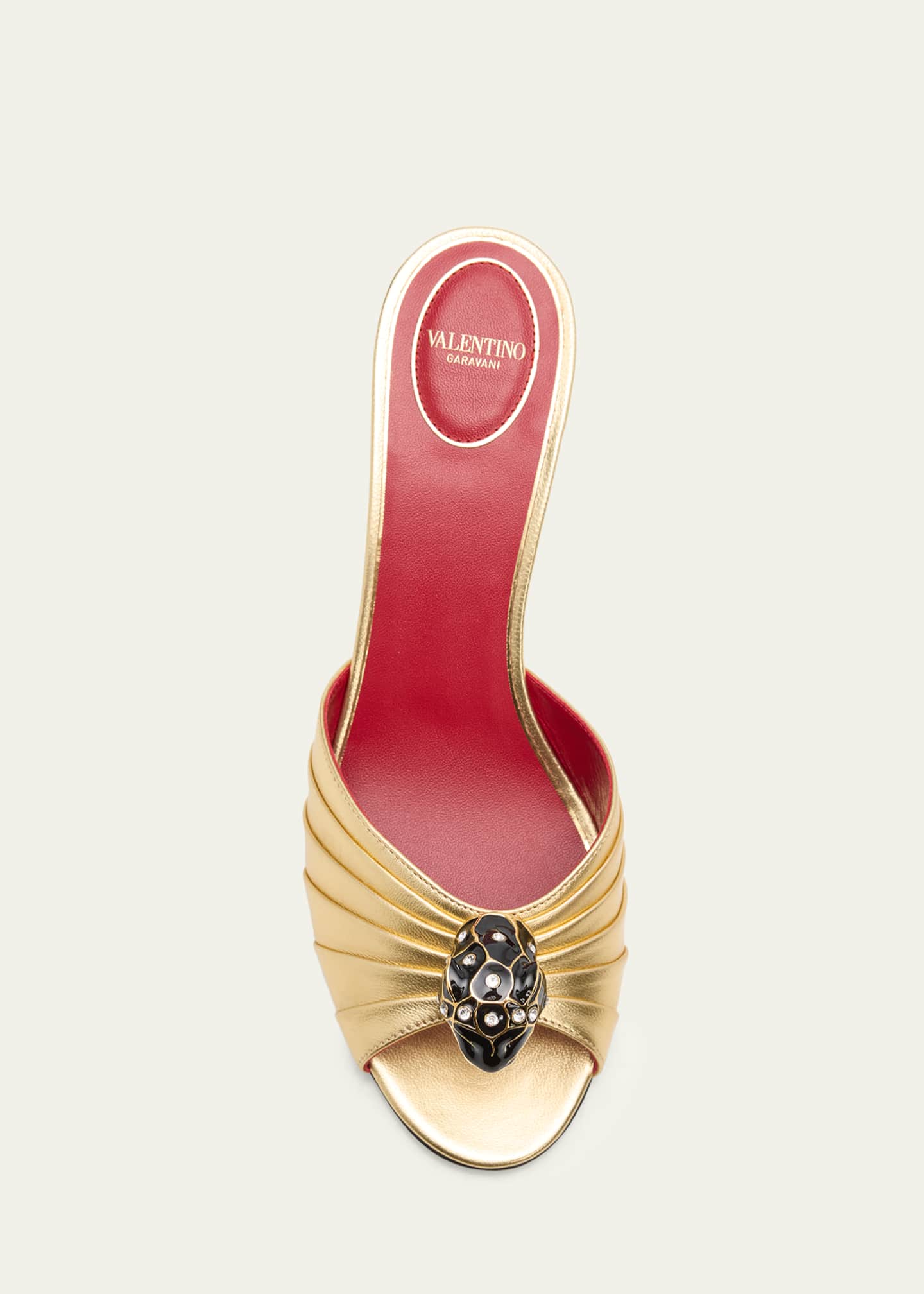 Valentino Garavani 55mm Panthea Embellished Metallic Leather Mules