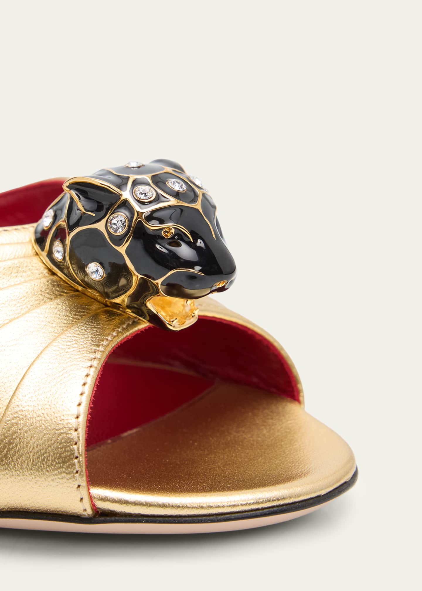 Valentino Garavani 55mm Panthea Embellished Metallic Leather Mules
