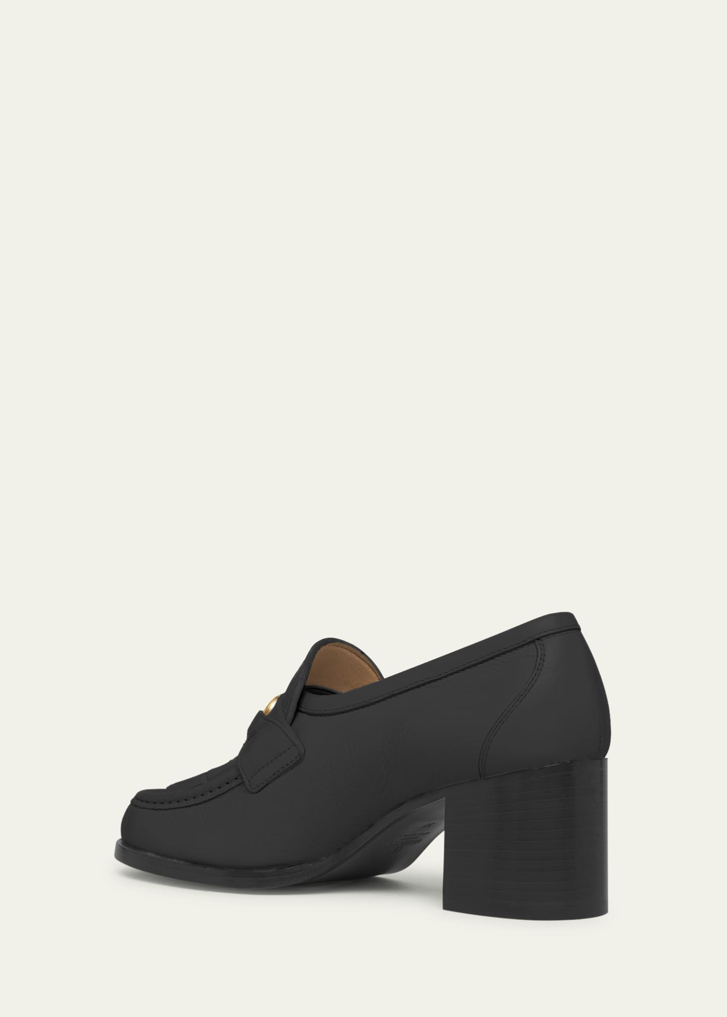Valentino Garavani 60mm VLogo Signature Leather Block-Heel Penny