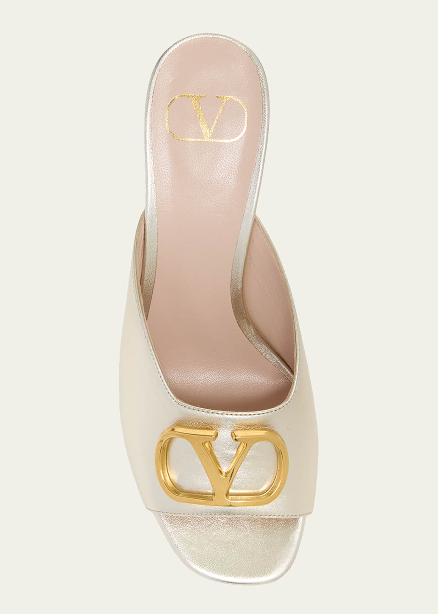 Valentino Garavani 80mm VLogo Signature Metallic Leather Mule