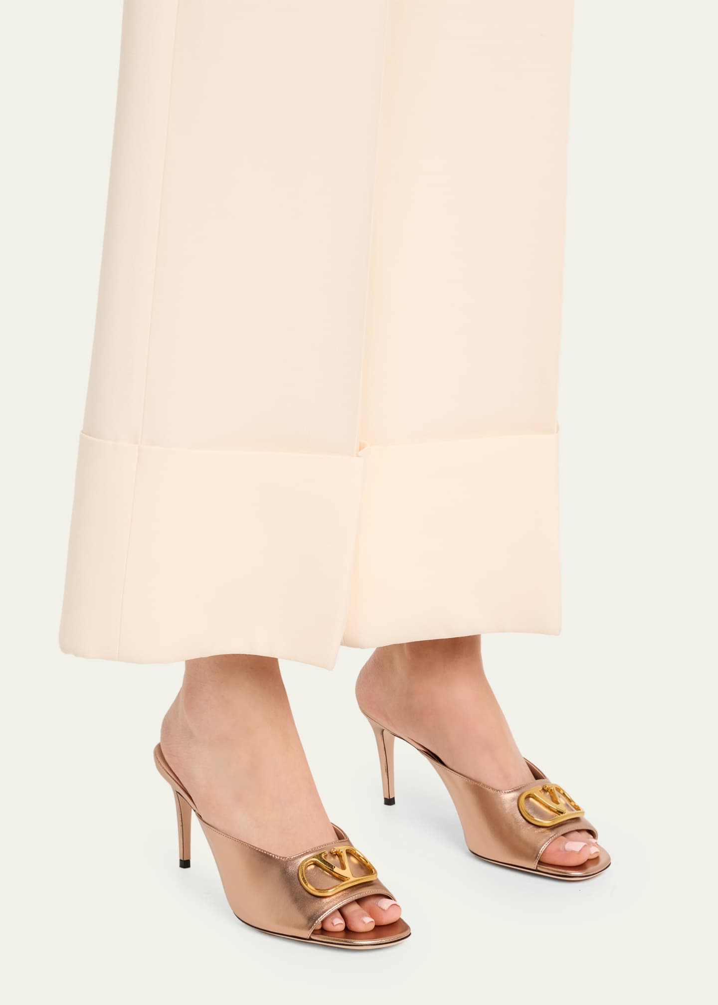 Valentino Garavani 80mm VLogo Signature Metallic Leather Mule