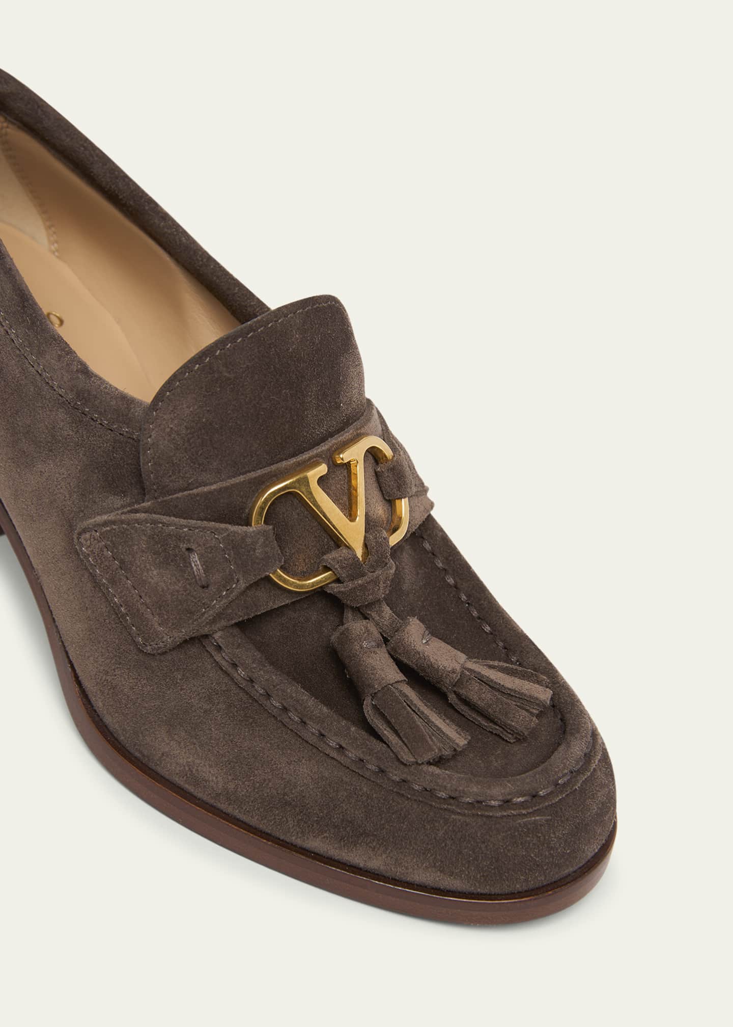 Valentino Garavani 60mm VLogo Signature Suede Block-Heel Penny