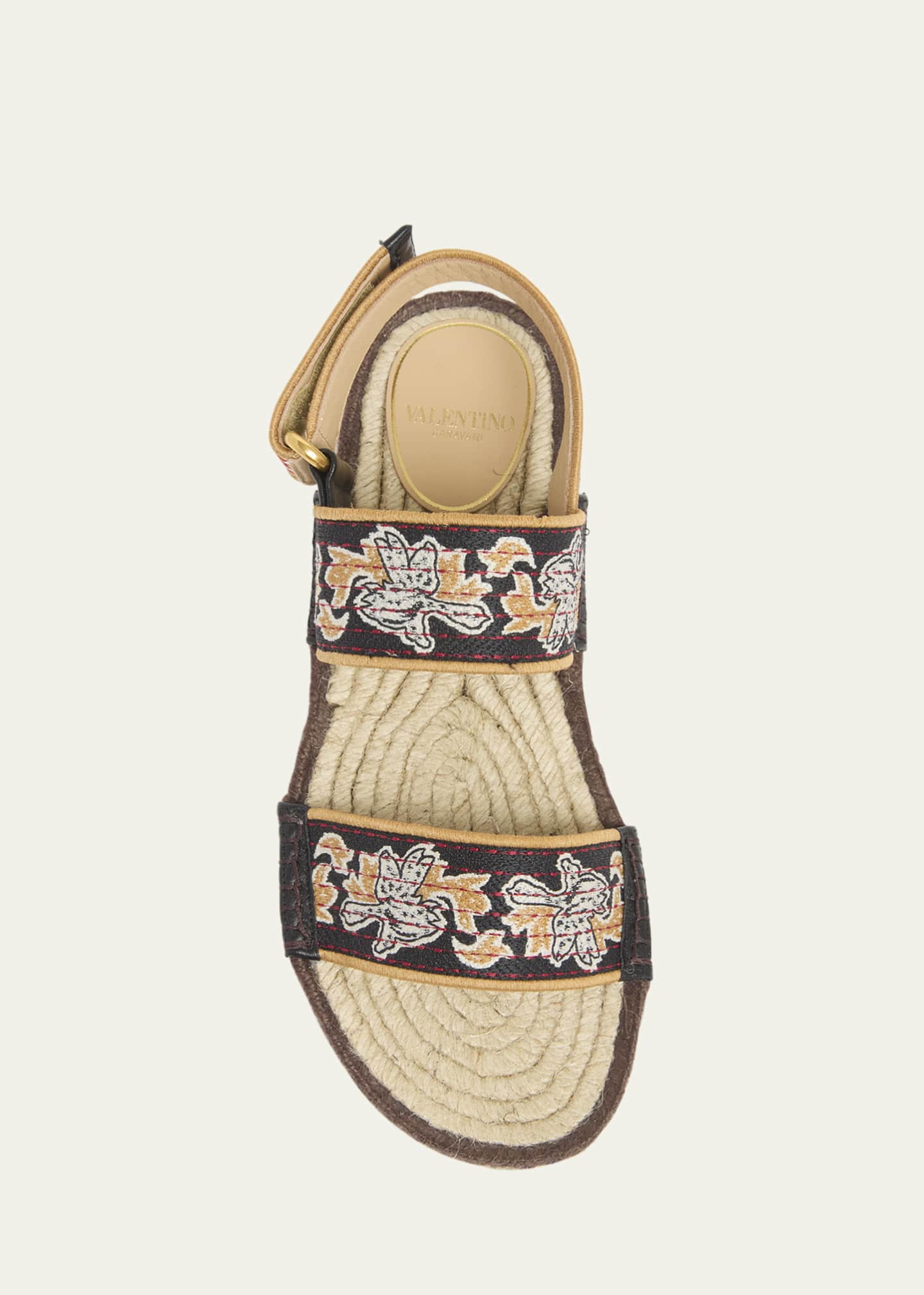 Valentino Garavani Bribri Embroidered Flat Espadrille Sandals