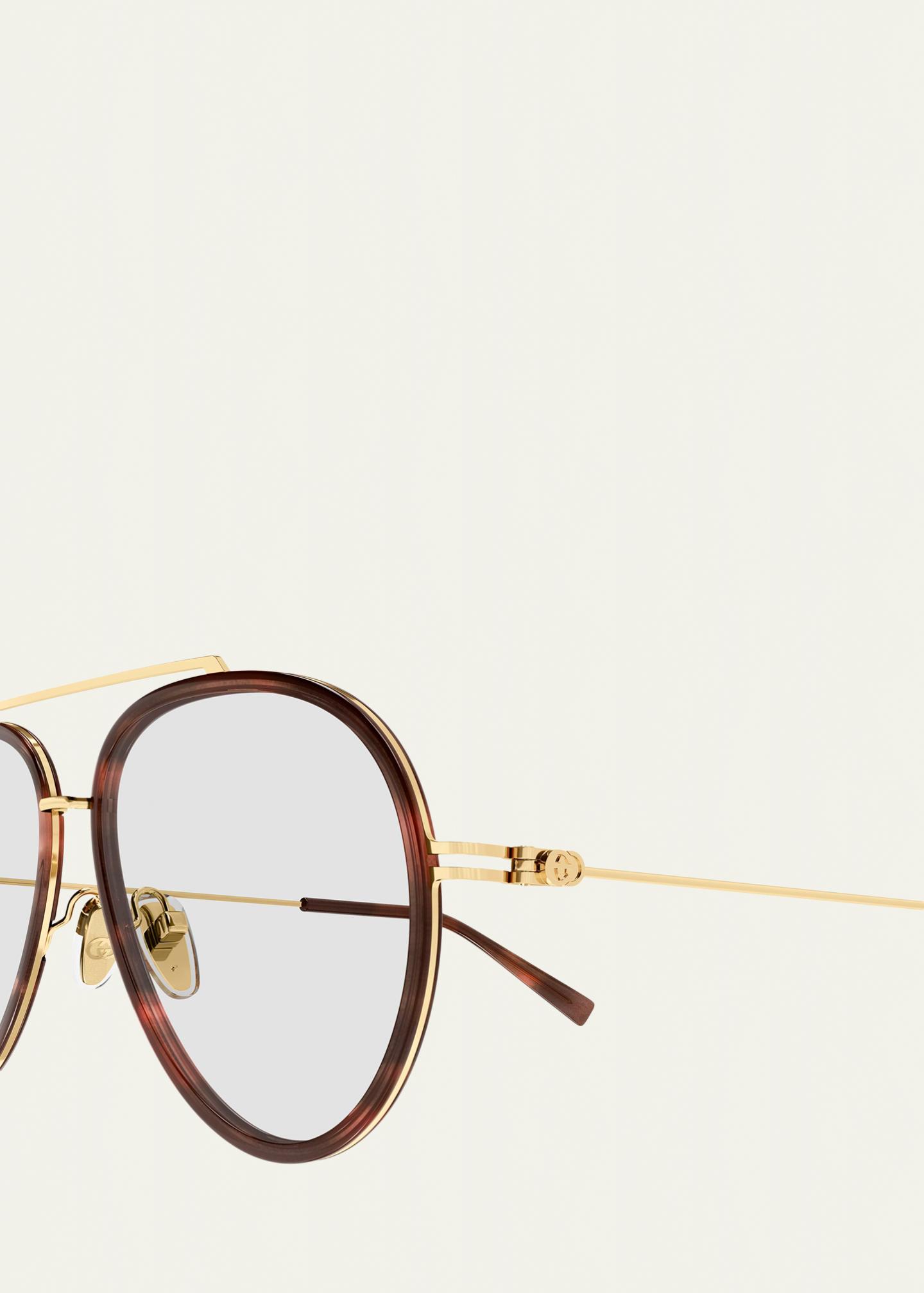 Gucci 56mm Injected Acetate & Metal Aviator Sunglasses 