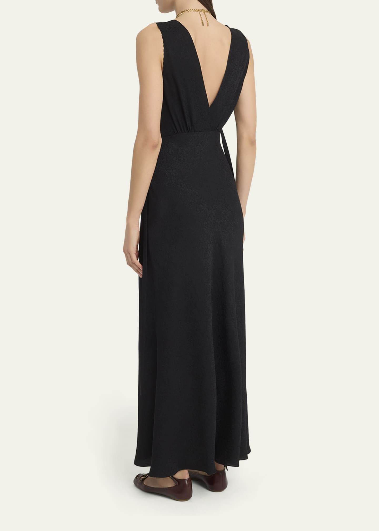Chlo - Sleeveless Column dress in Silk Jacquard & Lace - Black - 36 - Silk