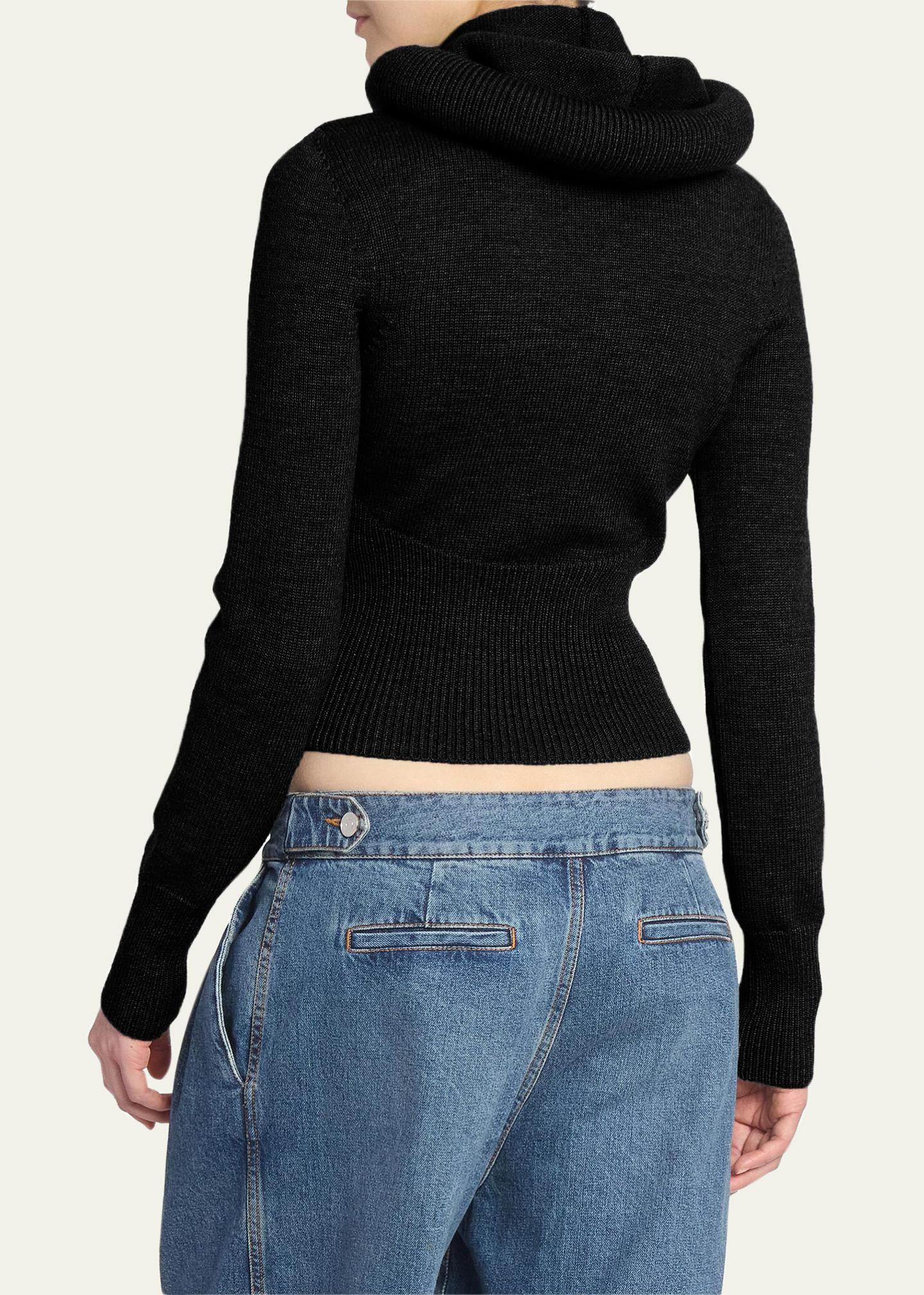 ALAIA Sculptural Hooded Rib-Knit Sweater - Bergdorf Goodman