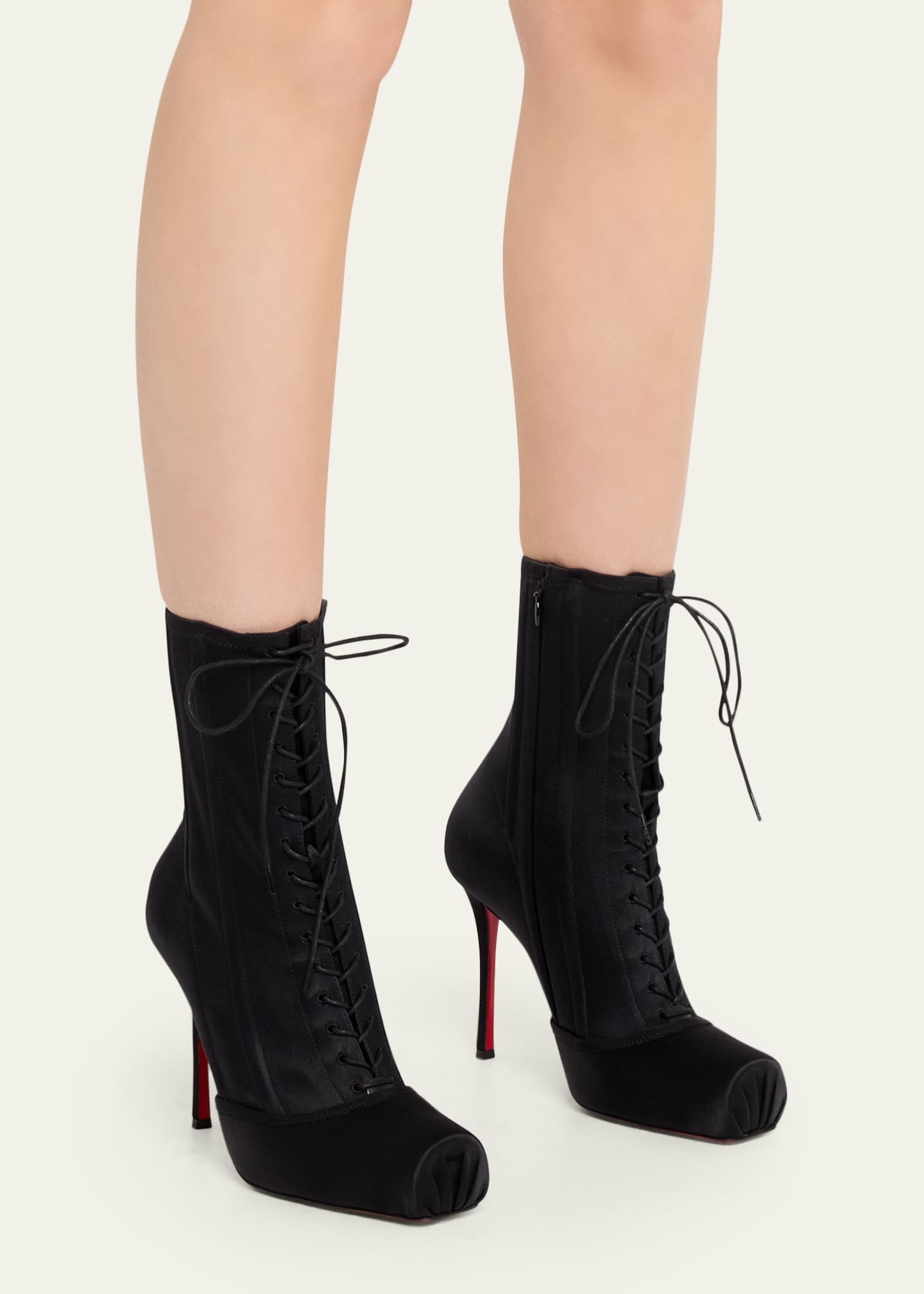Christian Louboutin 100mm Pavlova Satin Booties - Bergdorf Goodman