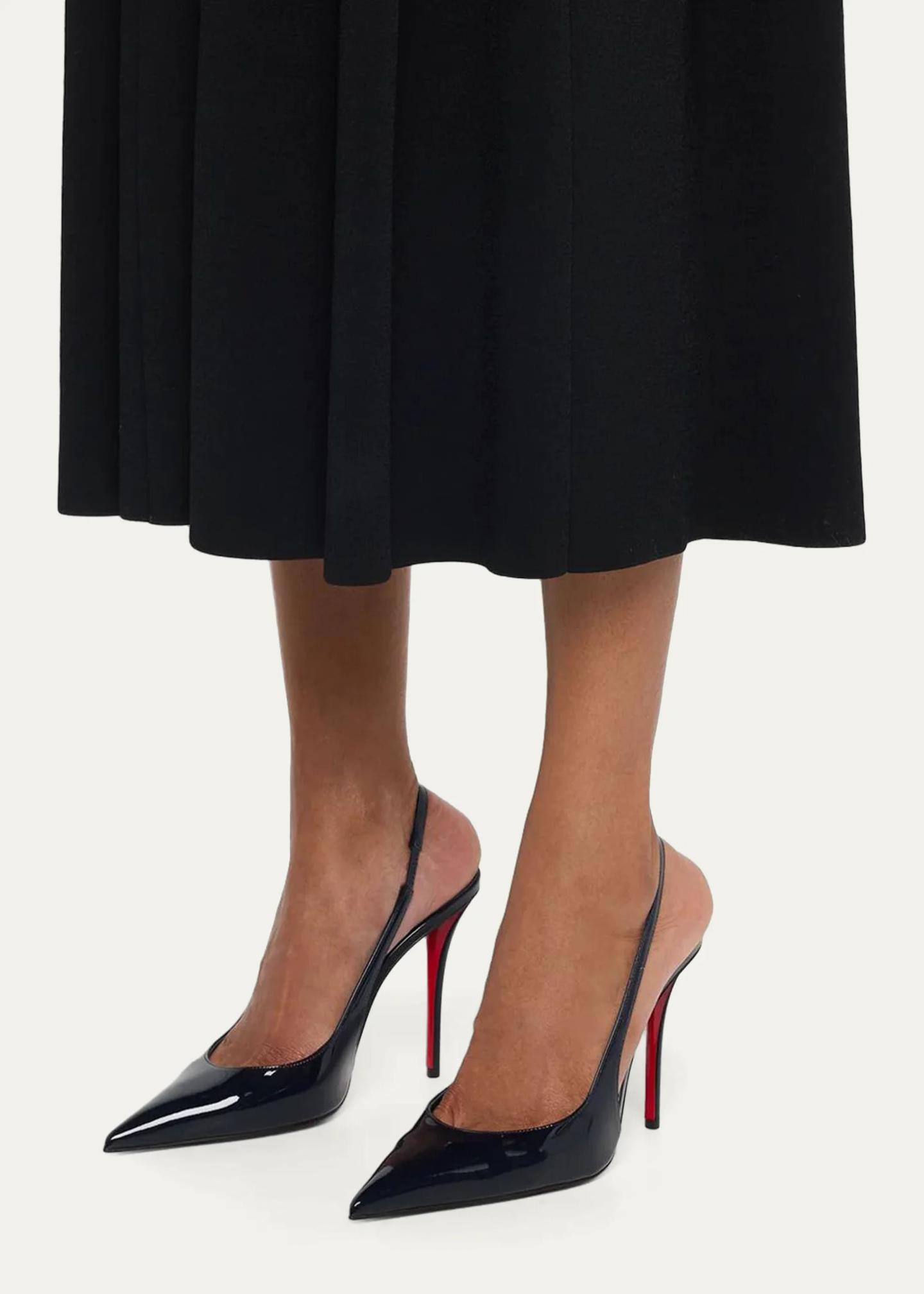 値下★美品 Christian Louboutin パロマ Christian Louboutin 100mm Miss Z Patent Leather Slingback Pumps