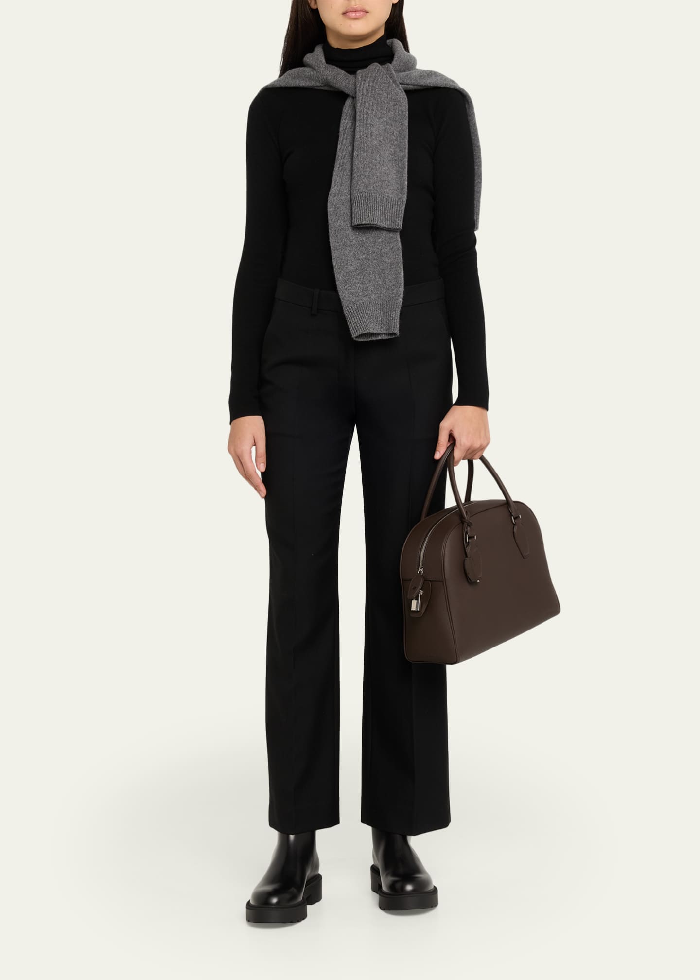 India 12.00 Top-Handle Bowling Bag in Leather