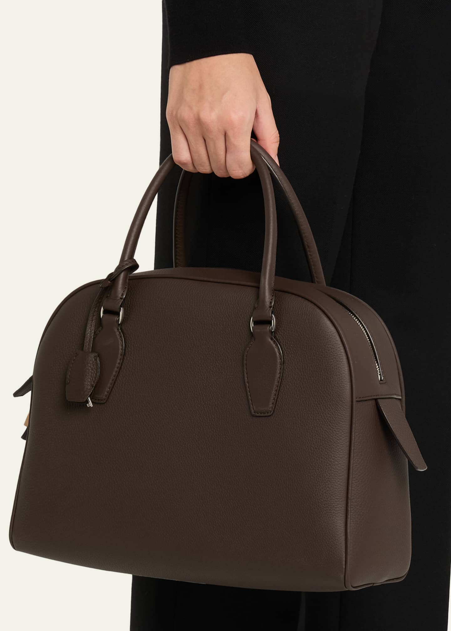 India 12.00 Top-Handle Bowling Bag in Leather