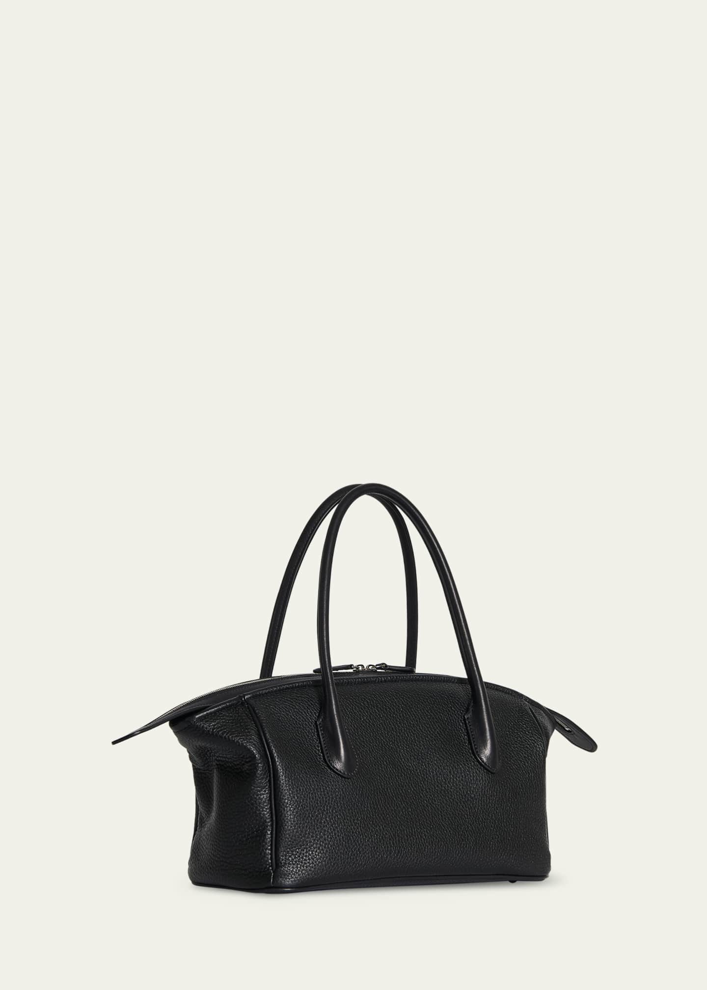 Ewa Curved Top-Handle Bag in Leather