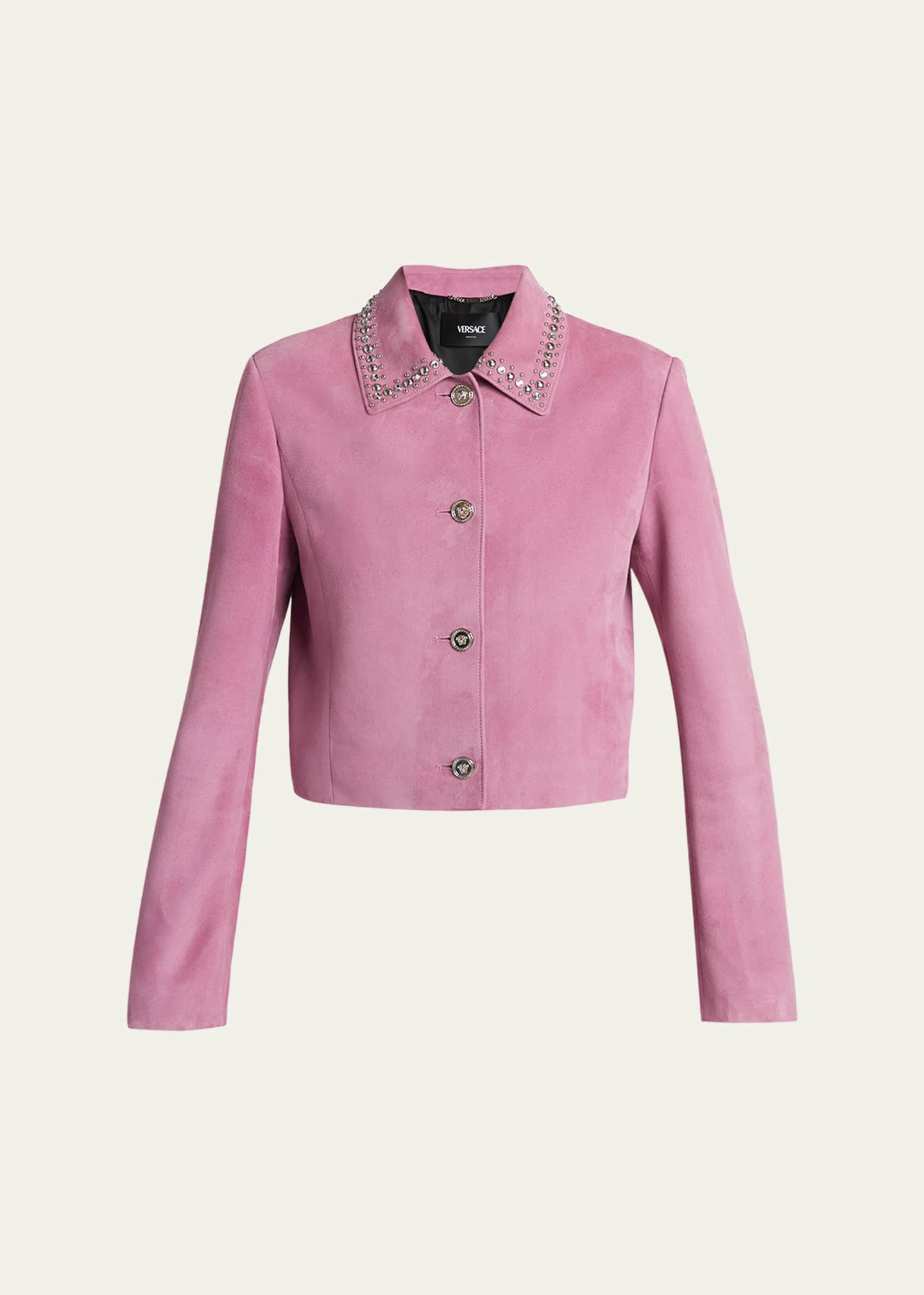 Versace Studded Lamb Suede Jacket - Bergdorf Goodman