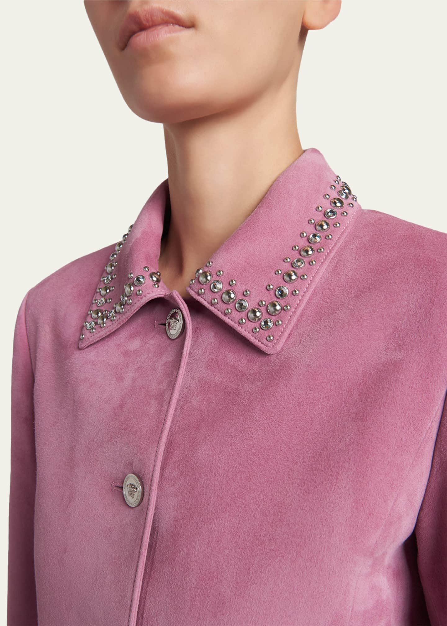 Versace Studded Lamb Suede Jacket - Bergdorf Goodman