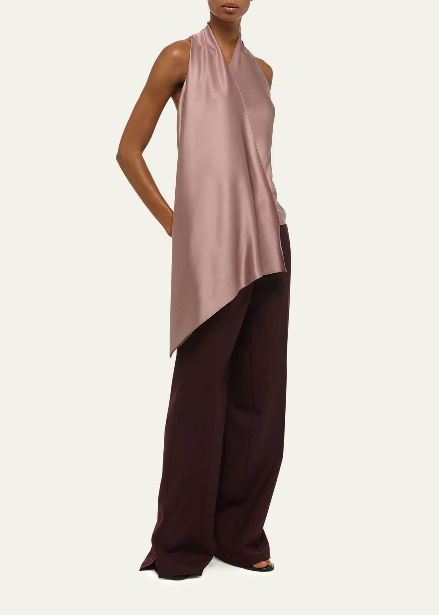 Helmut Lang Draped Silk Cowl-Neck Top - Bergdorf Goodman
