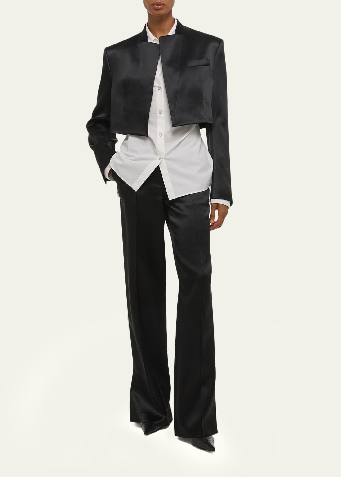 Helmut Lang Cropped Satin Blazer - Bergdorf Goodman