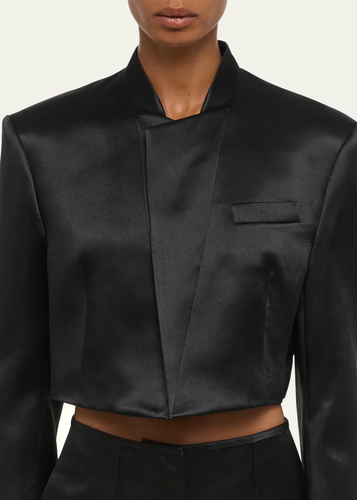 Helmut Lang Cropped Satin Blazer - Bergdorf Goodman