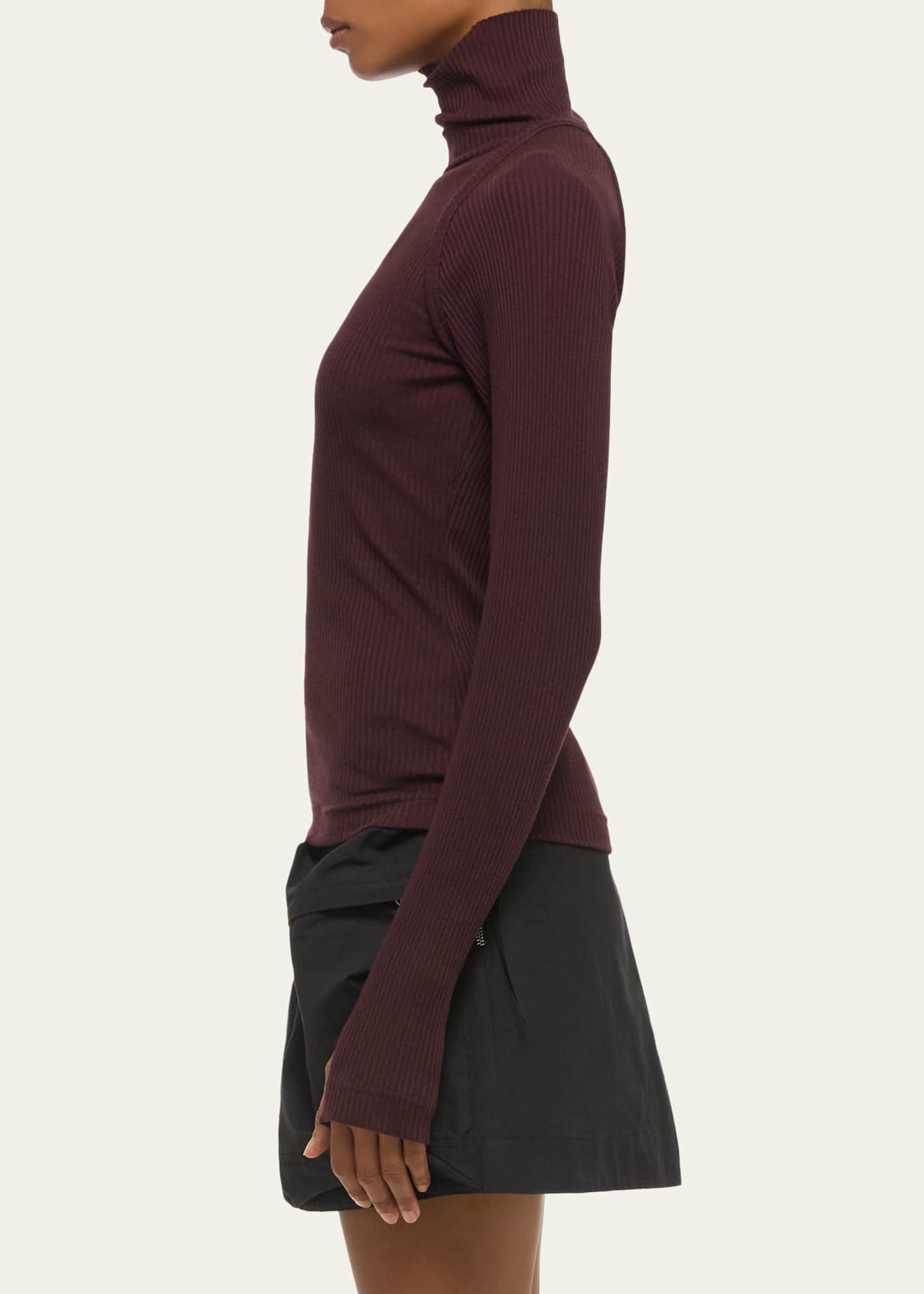Rib-Knit Shrug Turtleneck
