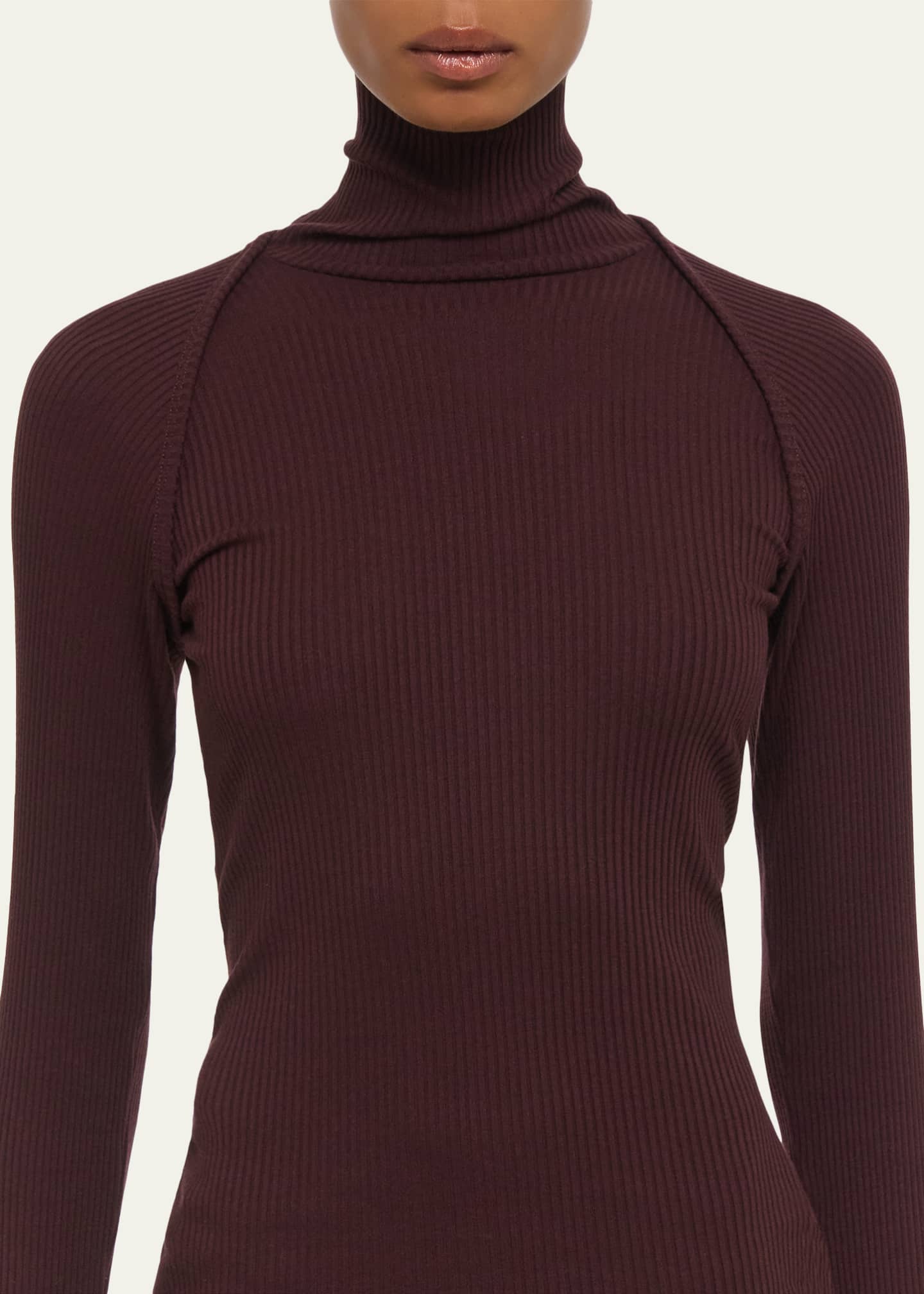 Rib-Knit Shrug Turtleneck