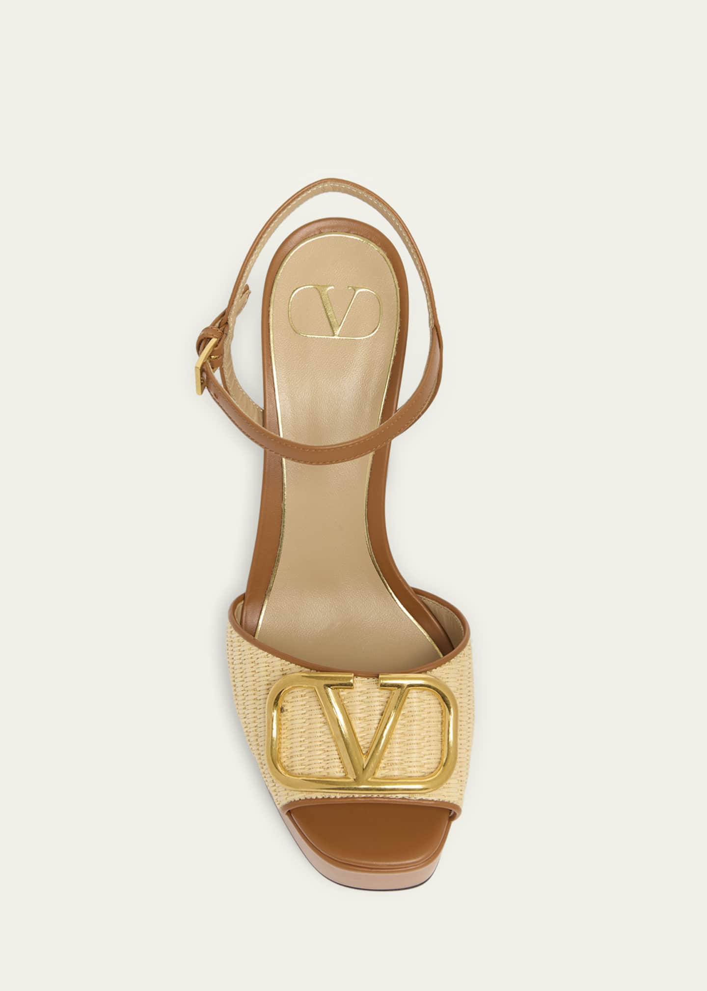 Valentino Garavani 115mm VLogo Signature Raffia and Leather