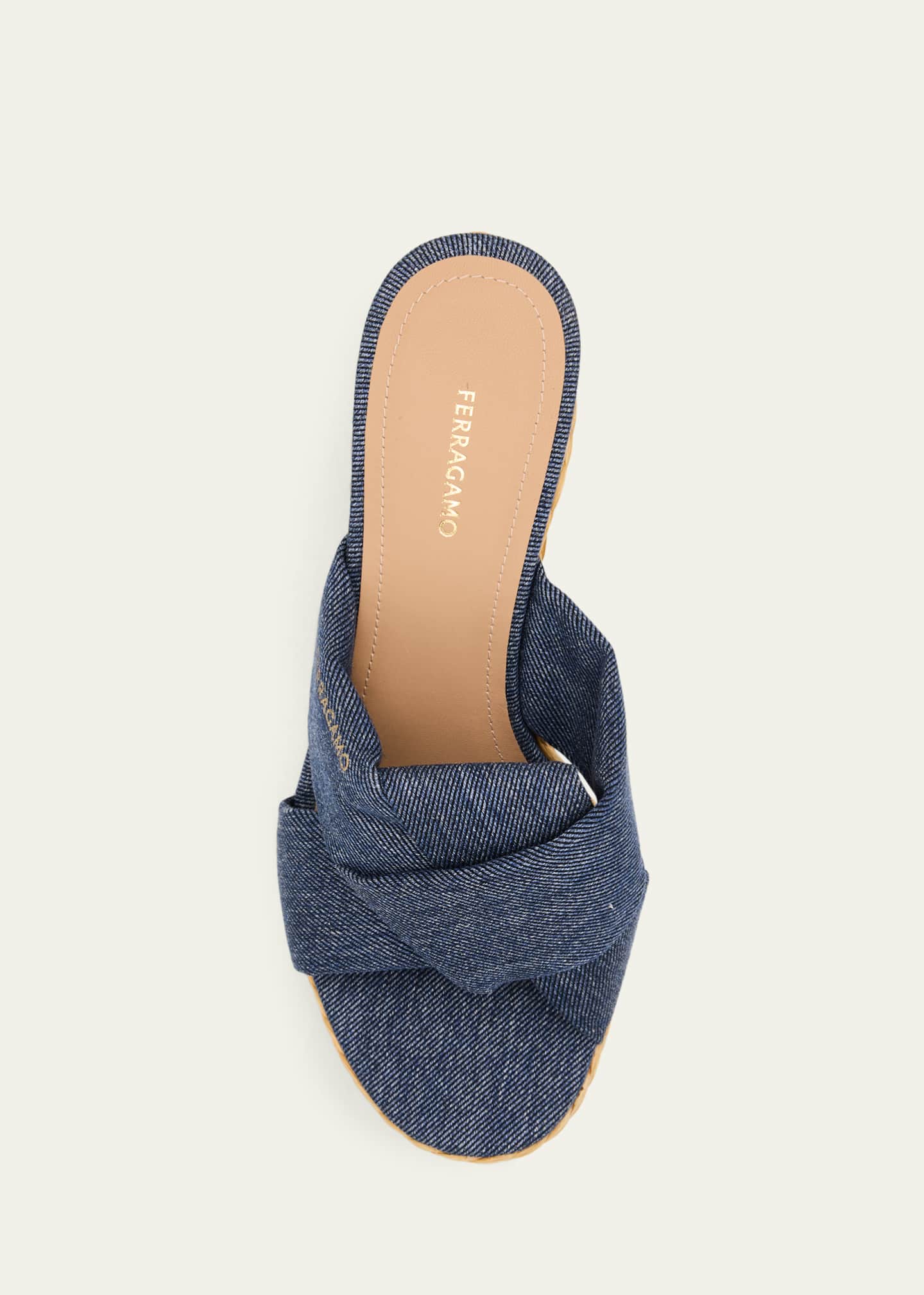 Ferragamo 85mm Douglas Platform Denim Mule Sandals - Bergdorf Goodman