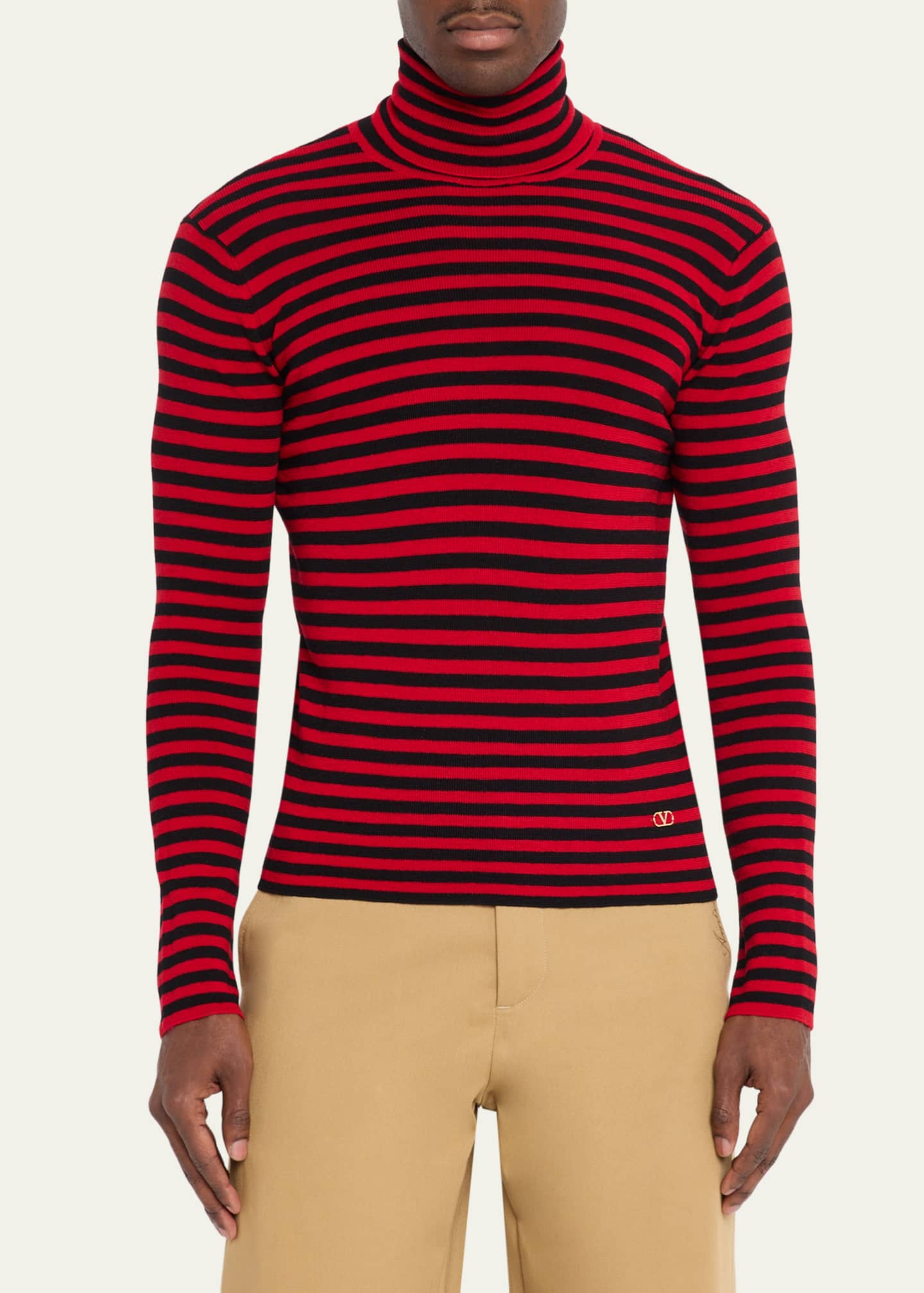 Valentino Garavani Men's Long-Sleeve Stripe Turtleneck T-Shirt