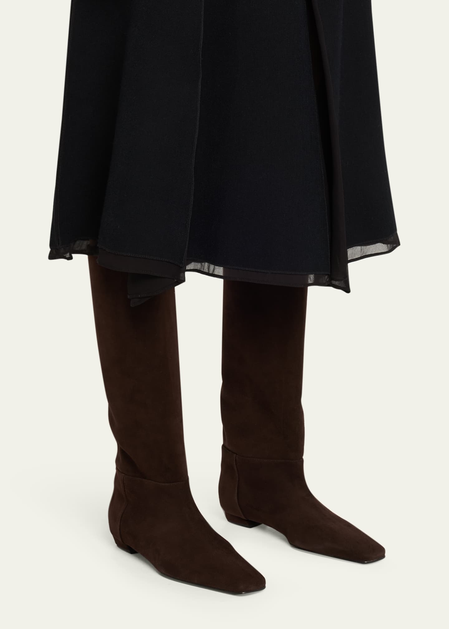 Trap Flat Leather Knee-High Boots