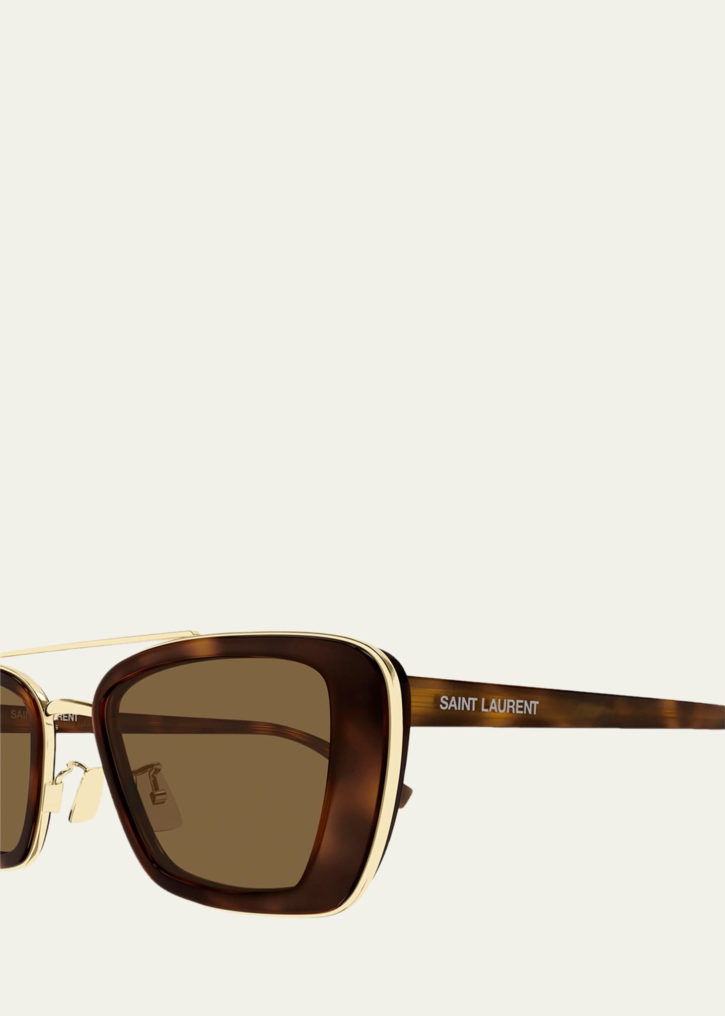 Saint Laurent 50mm Acetate & Metal Rectangular Sunglasses