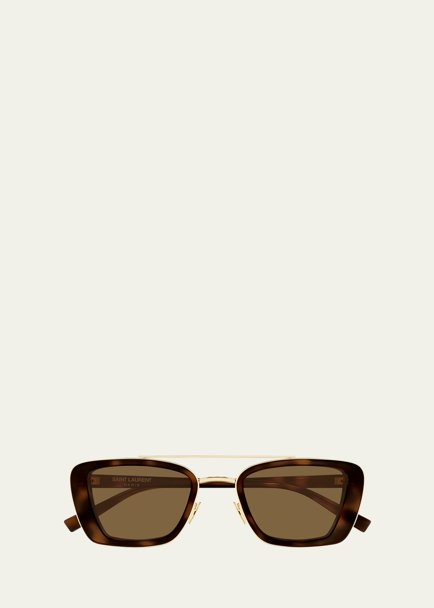 Saint Laurent 50mm Acetate & Metal Rectangular Sunglasses