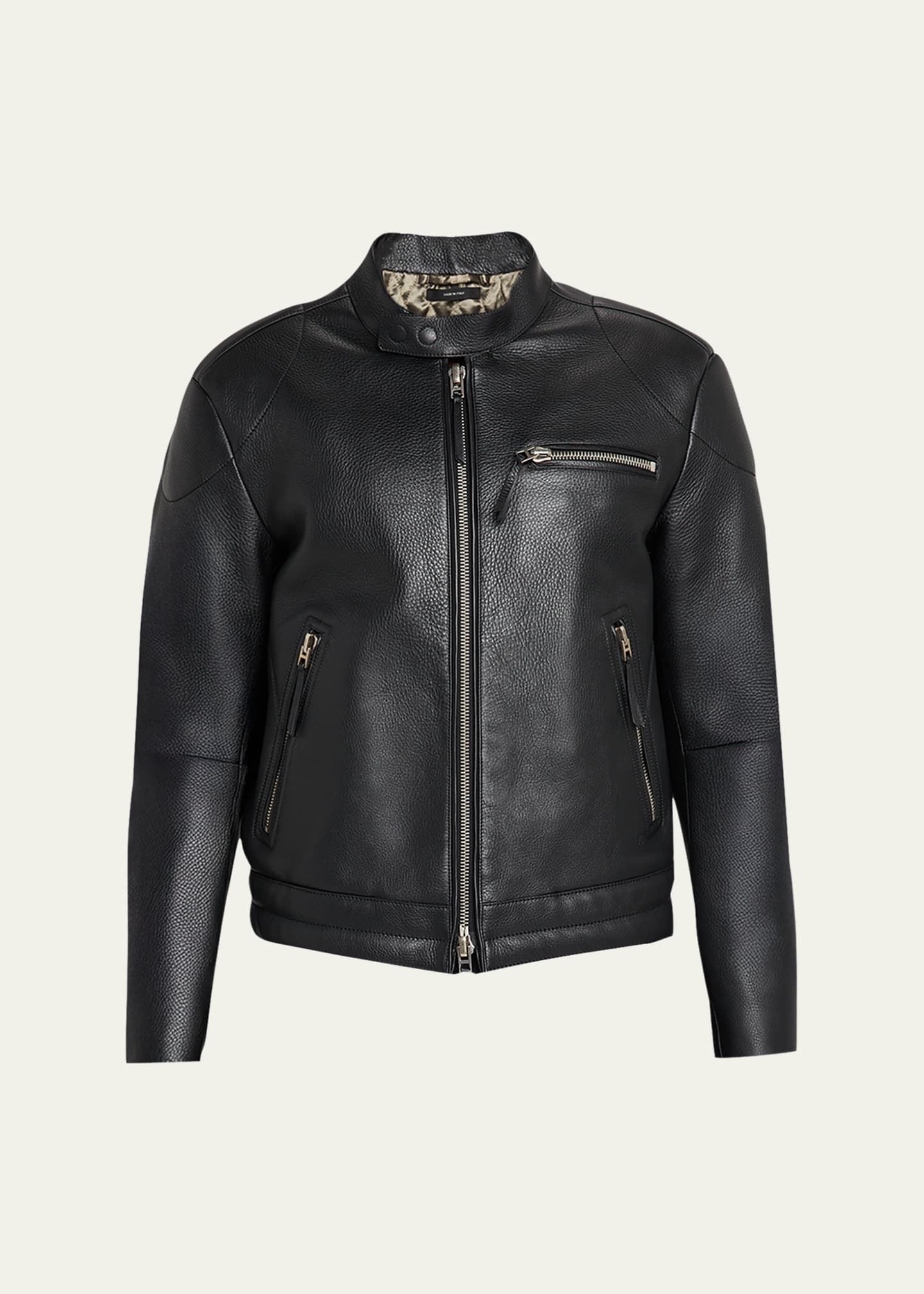 TOM FORD Men's Pebbled Leather Biker Jacket - Bergdorf Goodman