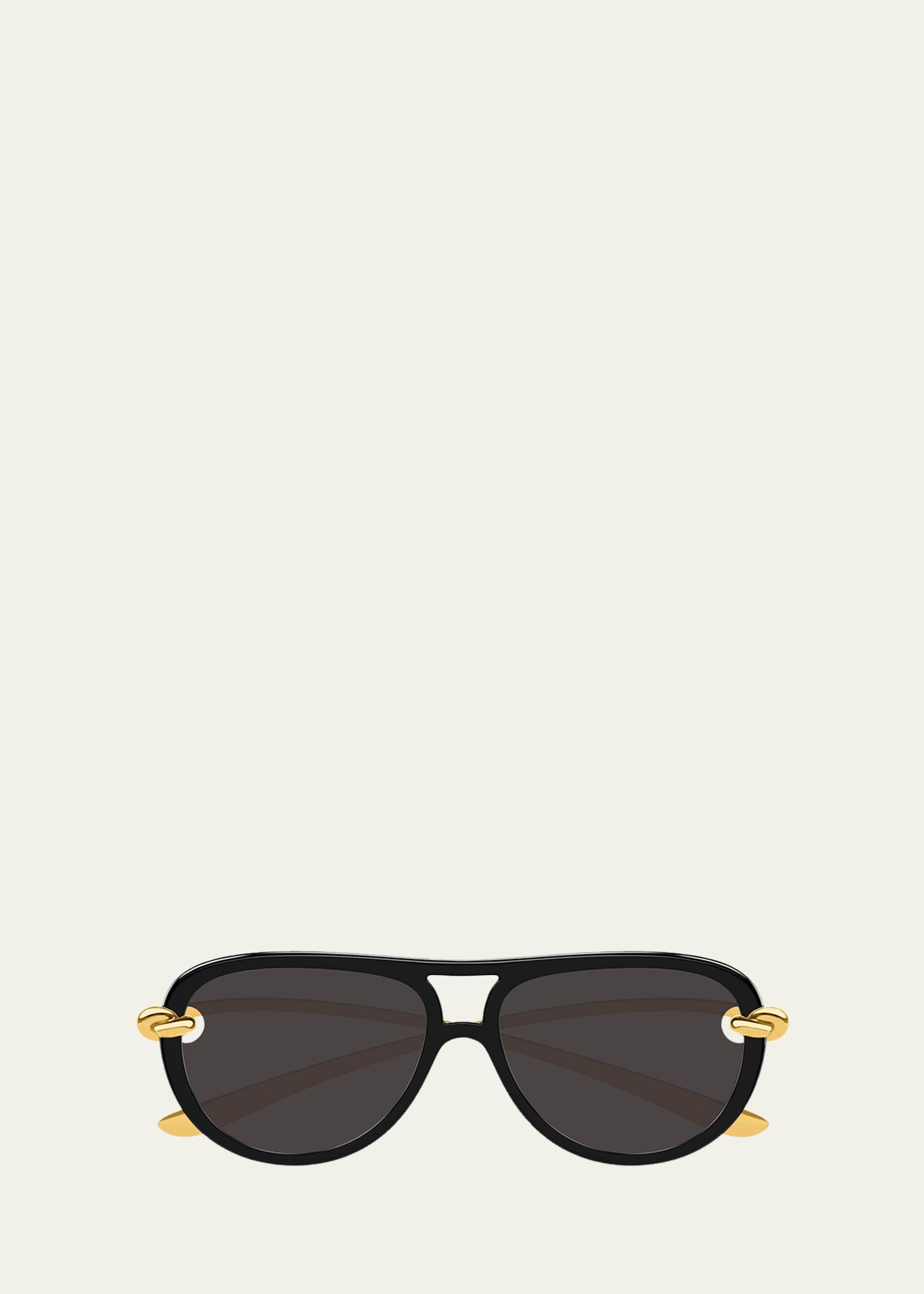 Bottega Veneta Knot 55mm Acetate & Metal Aviator Sunglasses  display picture 1