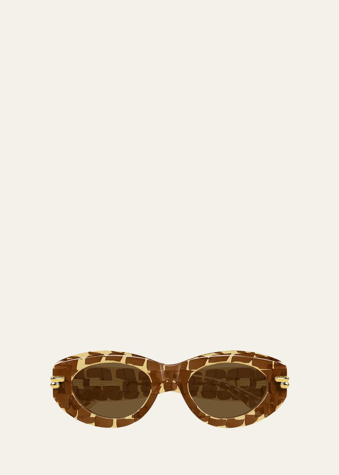 ISO bottega Veneta Tortoiseshell Oval Sunglasses with Gold Accents - Brown BOTTEGA VENETA EYEWEAR Oval-frame acetate tortoiseshell  main image 2
