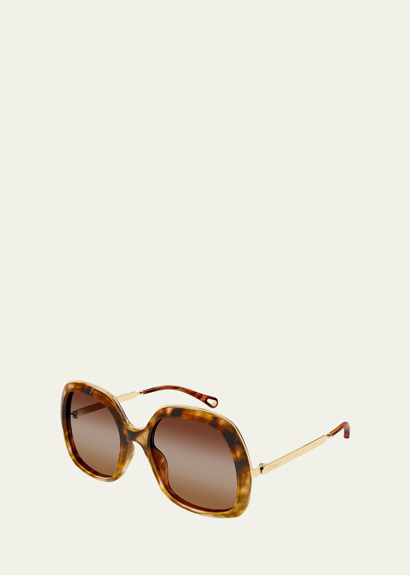 Chloe Leia 56mm Acetate & Metal Square Sunglasses - Bergdorf Goodman