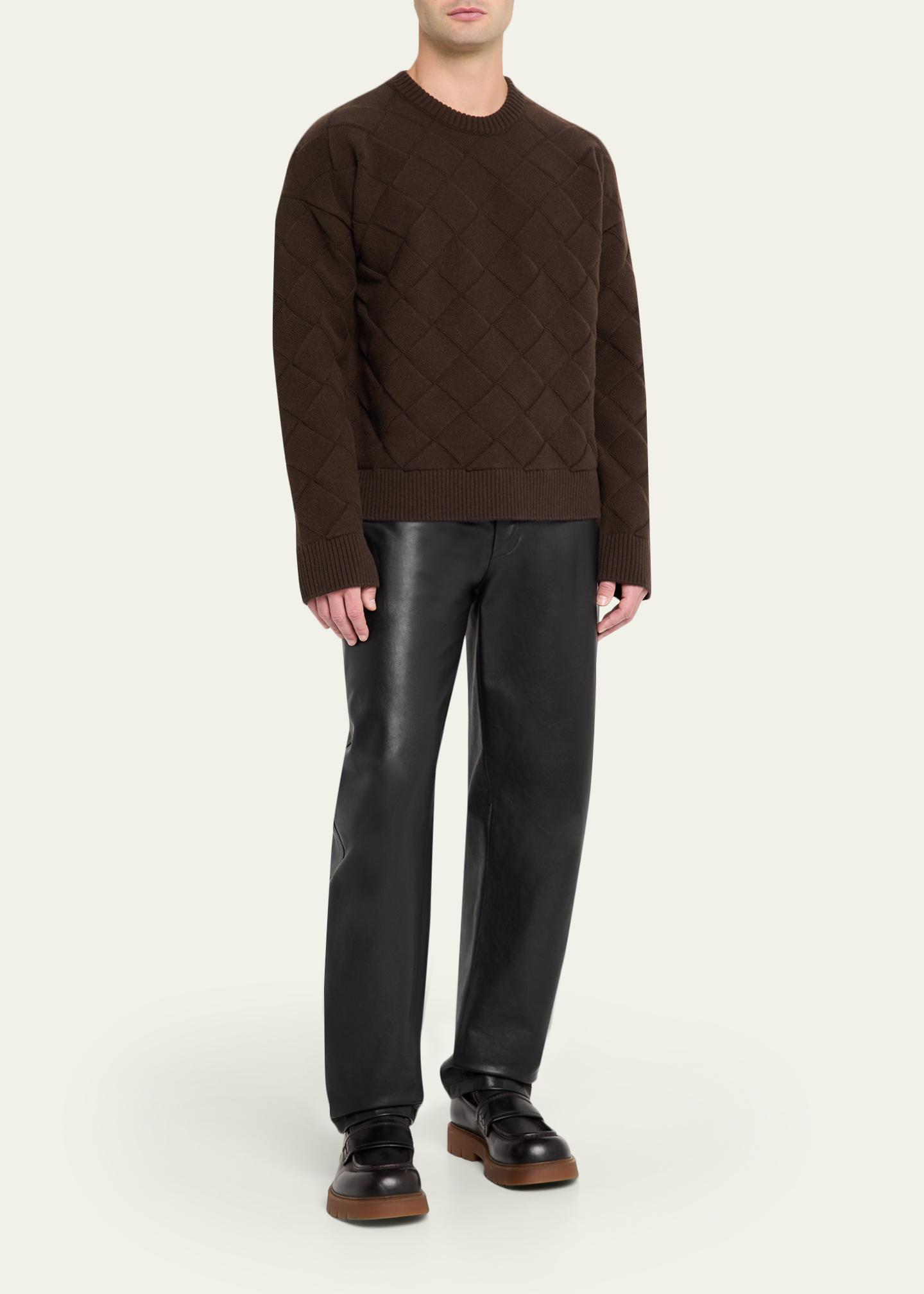 Bottega Veneta Men's Intrecciato Wool Knit Crewneck Sweater