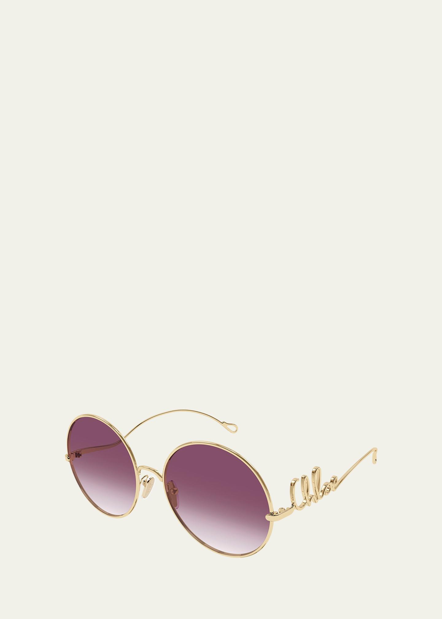 Ba&Sh Lucia Metal Black Round Sunglasses Blue Violet Undertone With Case 100% S3 Gloss Black Sunglasses – Purple Mirror Lens – LafoBikes main image 4