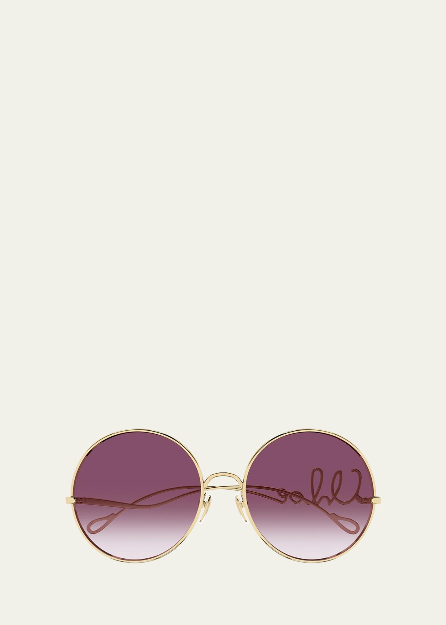 Chloe Iconic 60mm Round Metal Sunglasses - Bergdorf Goodman display picture 3