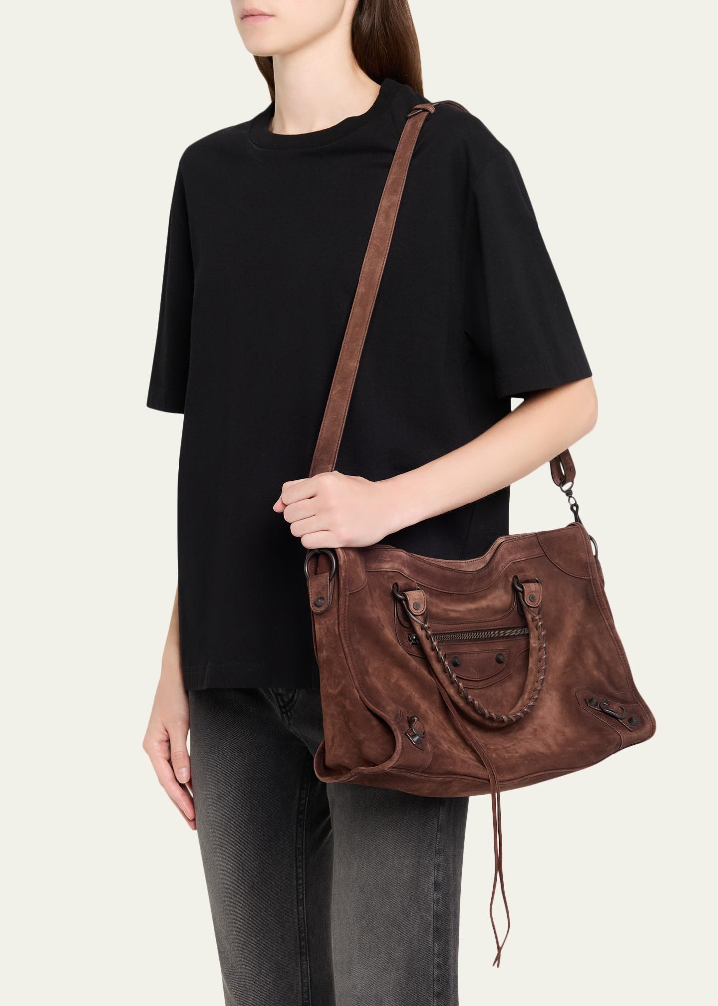 Balenciaga Le City Medium Suede Shoulder Bag - Bergdorf Goodman