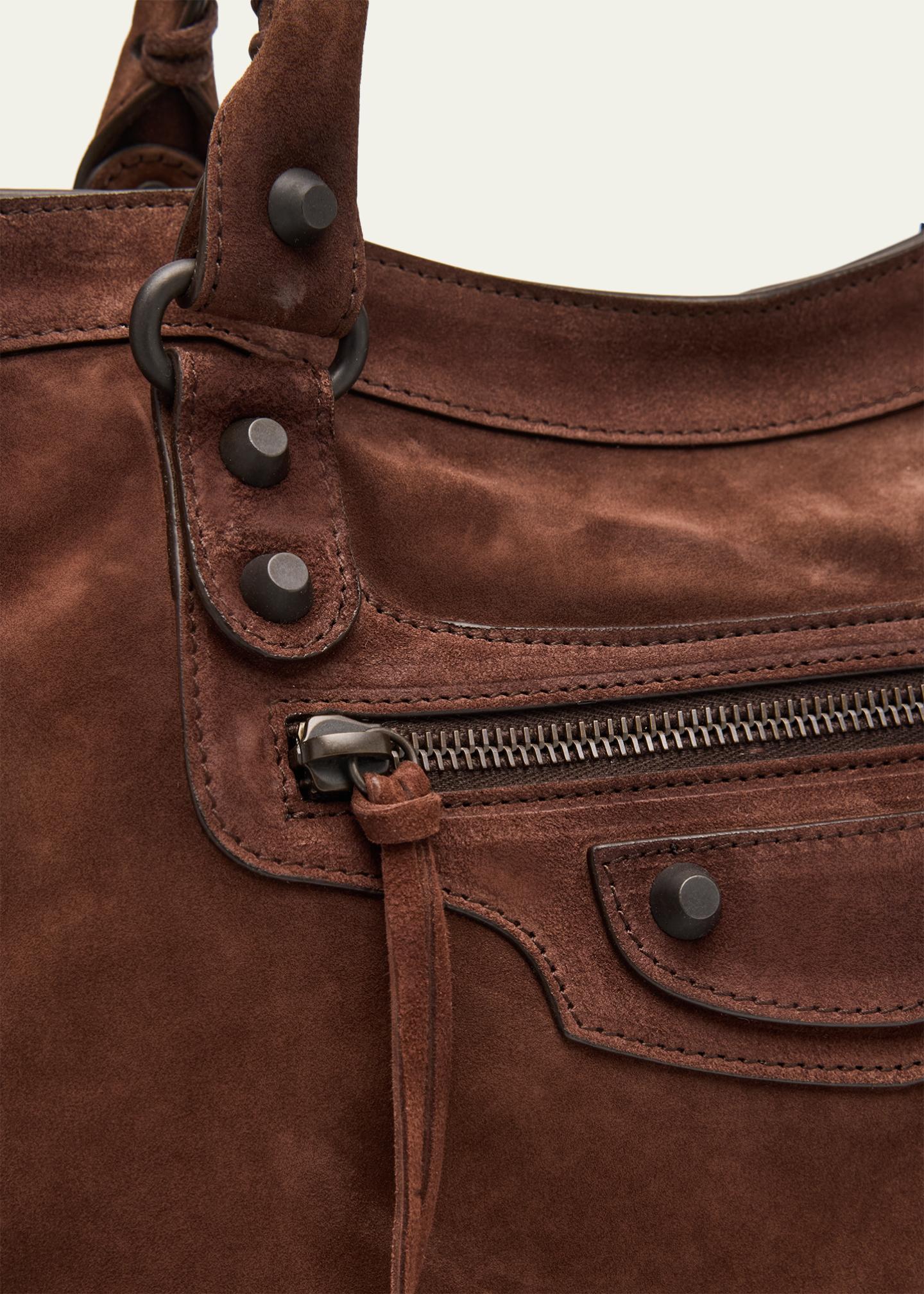 Balenciaga Le City Medium Suede Shoulder Bag - Bergdorf Goodman